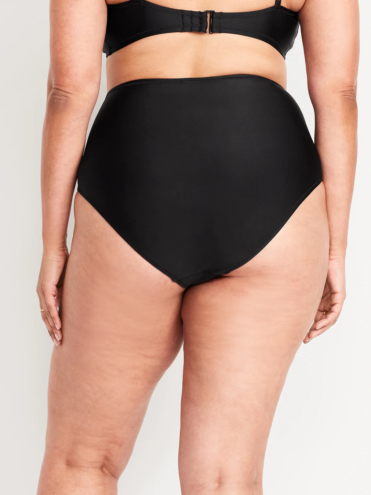 Matte High-Waisted Bikini Swim Bottoms - Black Jack