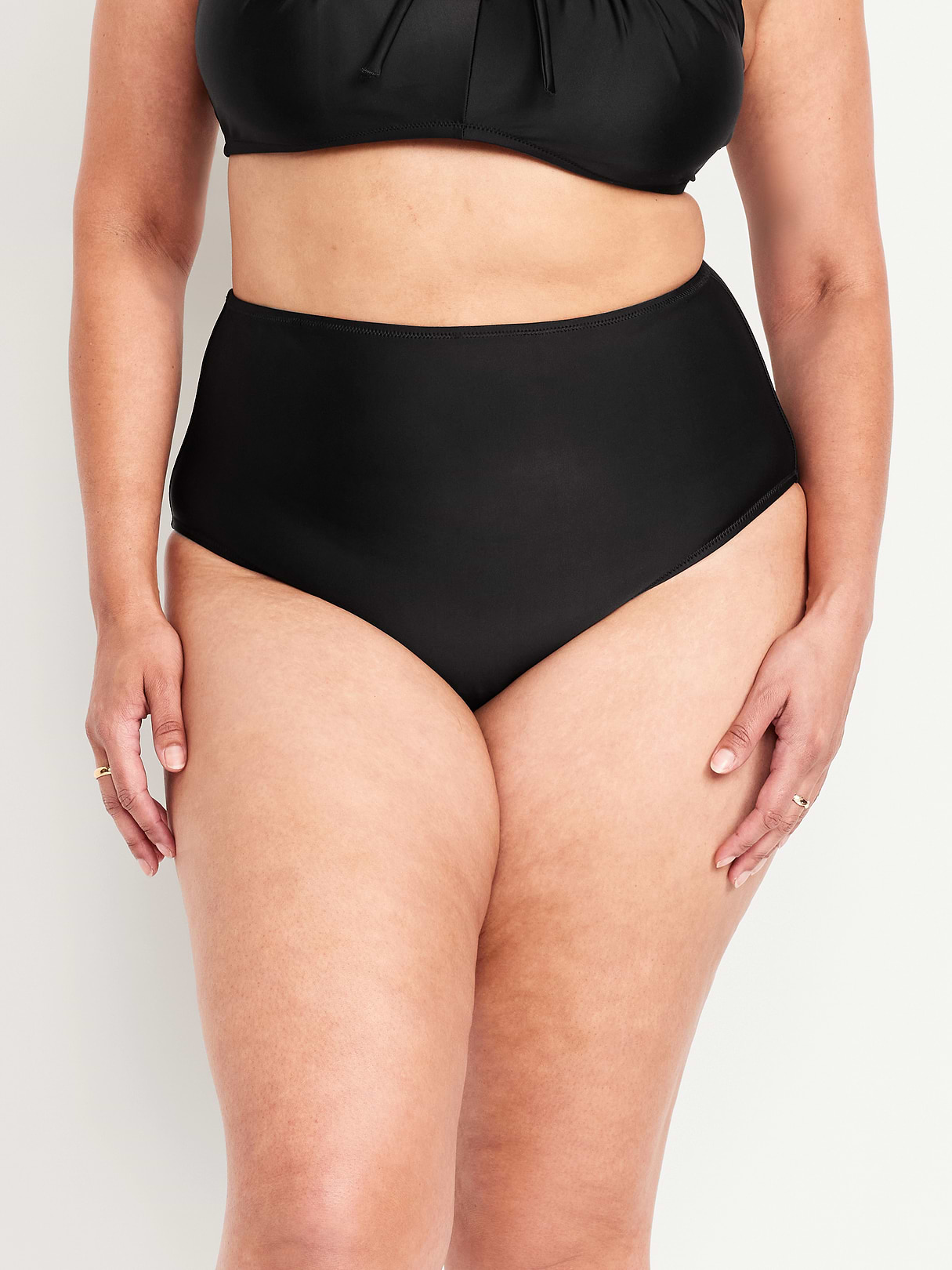 Matte High-Waisted Bikini Swim Bottoms - Black Jack