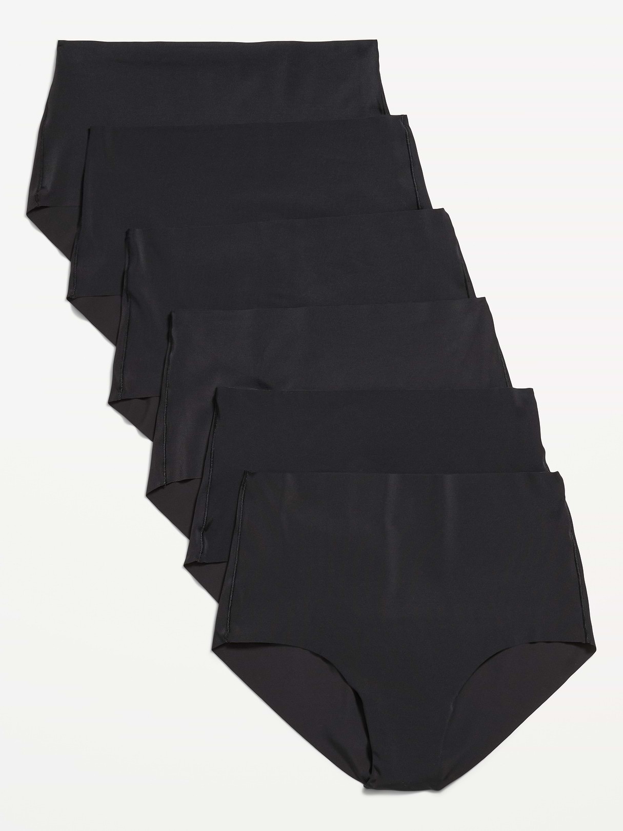 High-Waisted No-Show Brief Underwear 6-Pack - Black Jack
