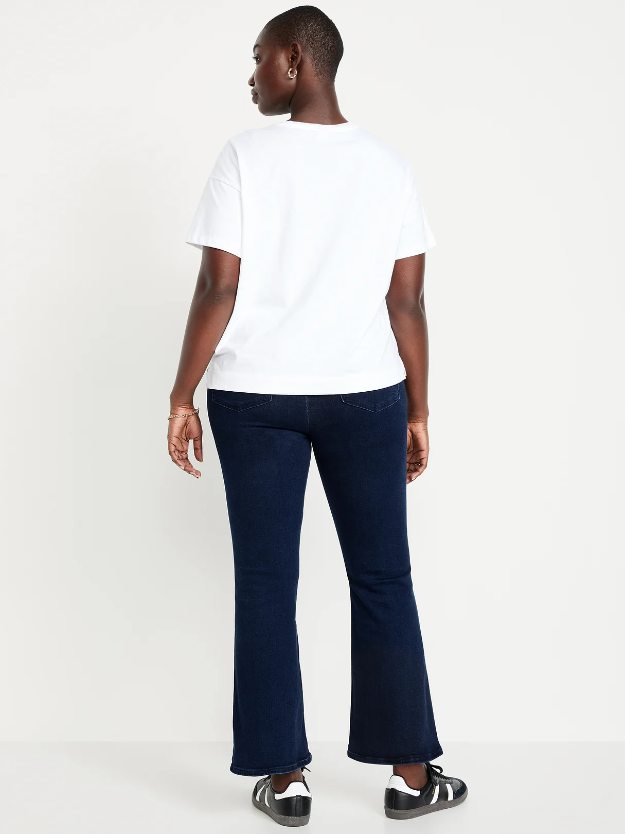 High-Waisted Weekender Pull-On Crop Flare Jeans - Dark Wash