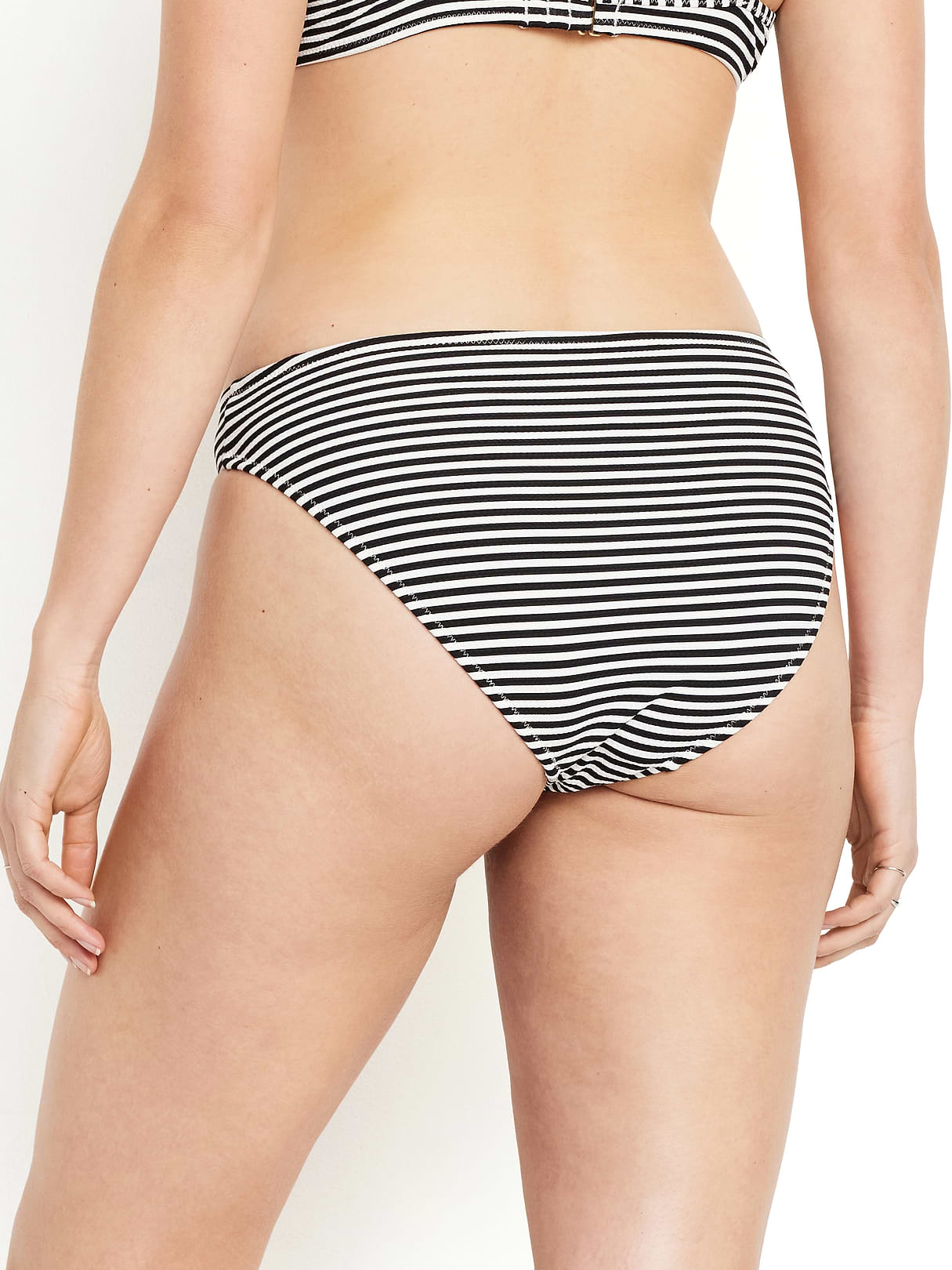 Mid-Rise Bikini Swim Bottoms - Black White Stripe