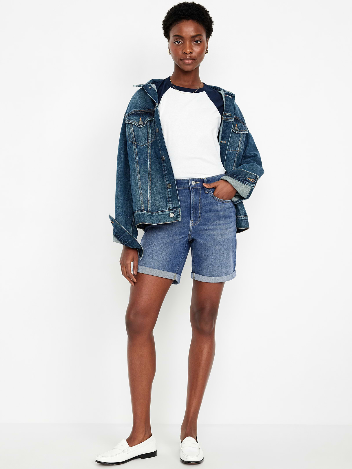 High-Waisted OG Jean Shorts -- 7-inch inseam - Medium Wash