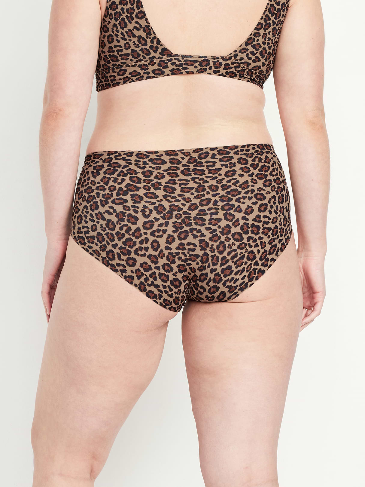 High-Waisted No-Show Brief Underwear - Cheetah Brown