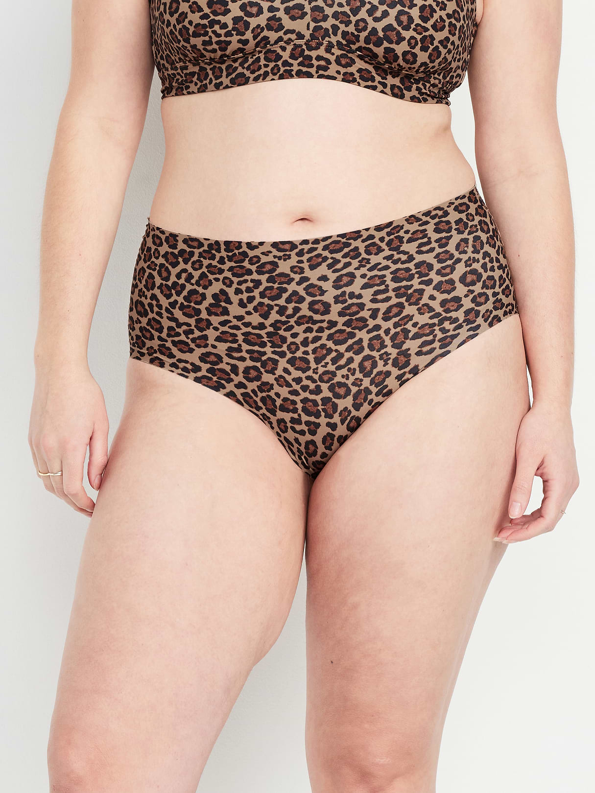 High-Waisted No-Show Brief Underwear - Cheetah Brown
