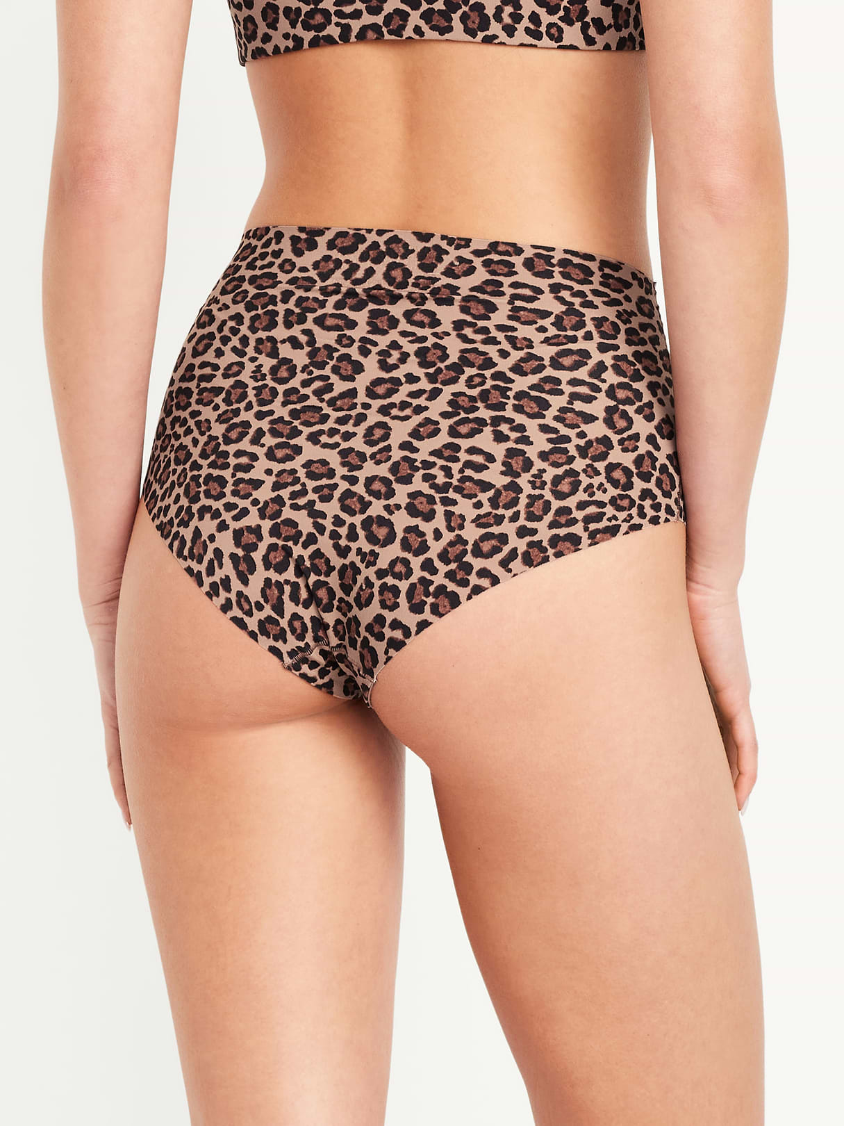 High-Waisted No-Show Brief Underwear - Cheetah Brown