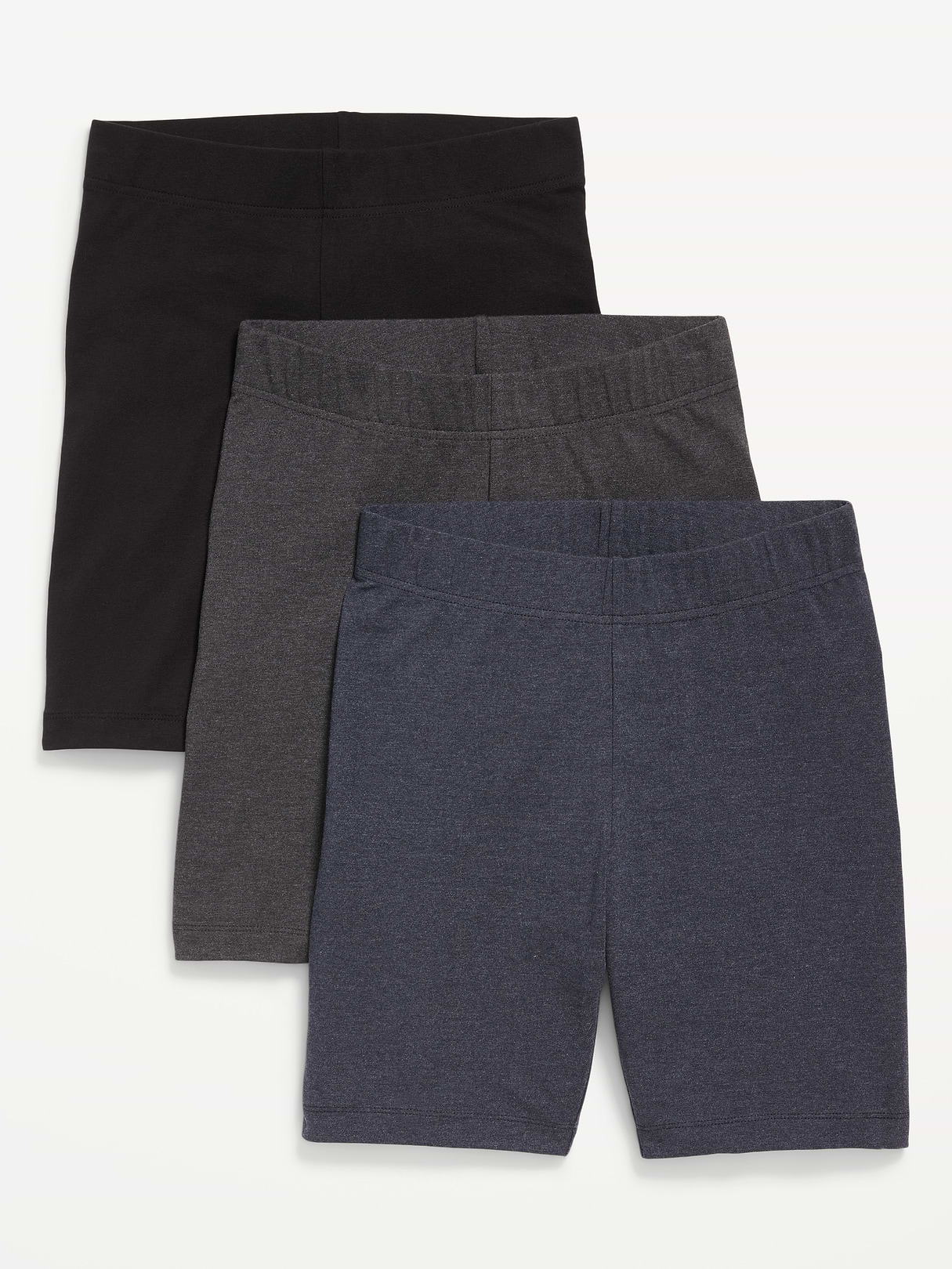 High-Waisted Cotton Biker Shorts 3-Pack -- 8-inch inseam - Multi Color