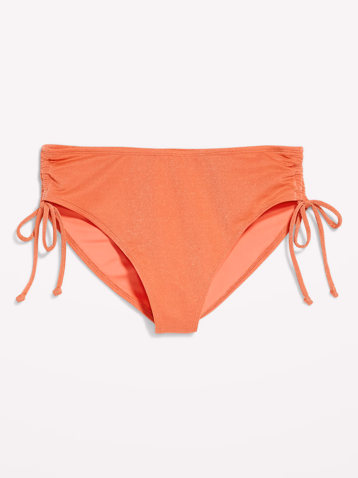 Mid-Rise Side-Tie Shine Bikini Swim Bottoms - Coral Tropics