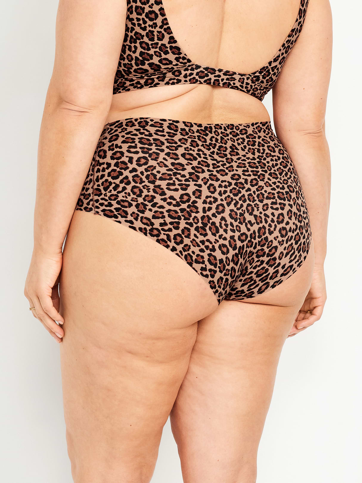 High-Waisted No-Show Brief Underwear - Cheetah Brown