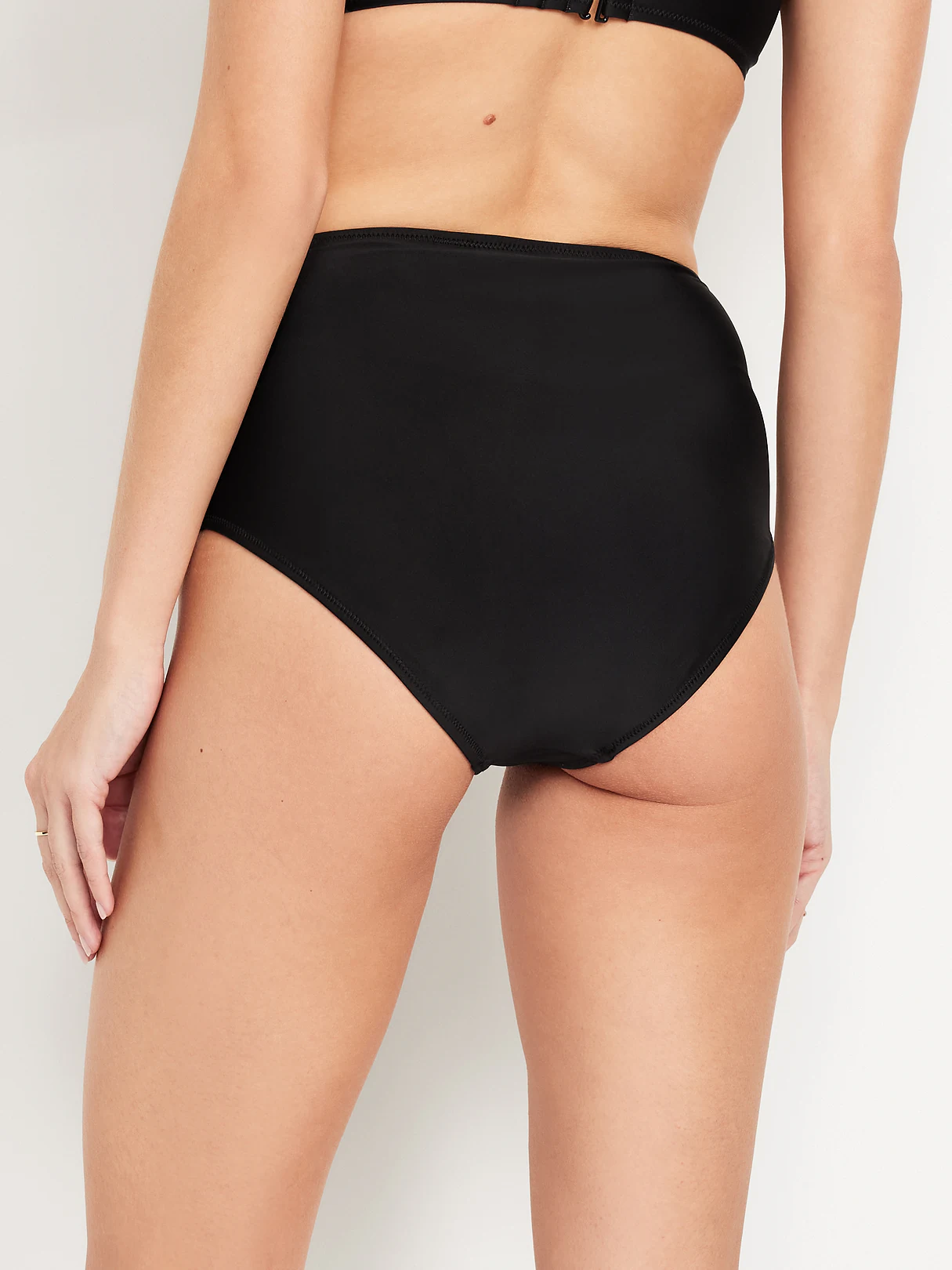 Matte High-Waisted Bikini Swim Bottoms - Black Jack
