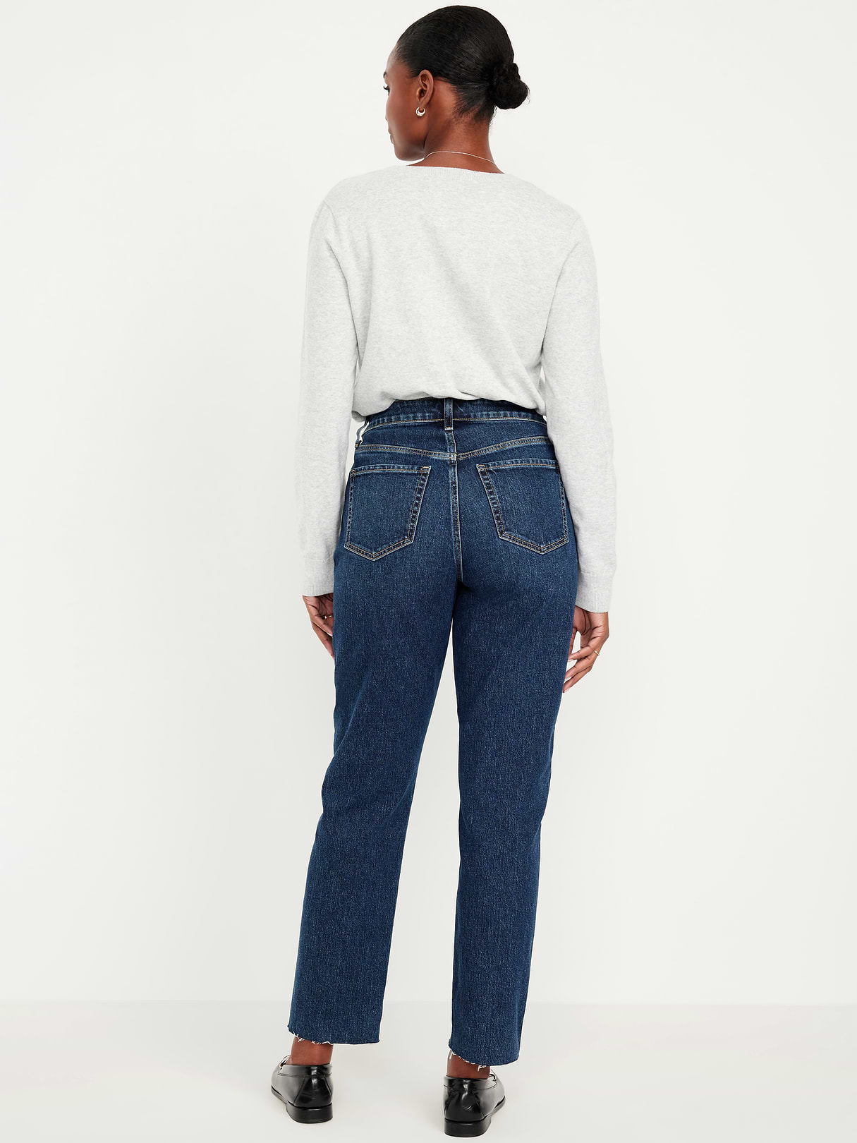 Curvy High-Waisted OG Straight Ankle Jeans - Dark Wash Cutoff