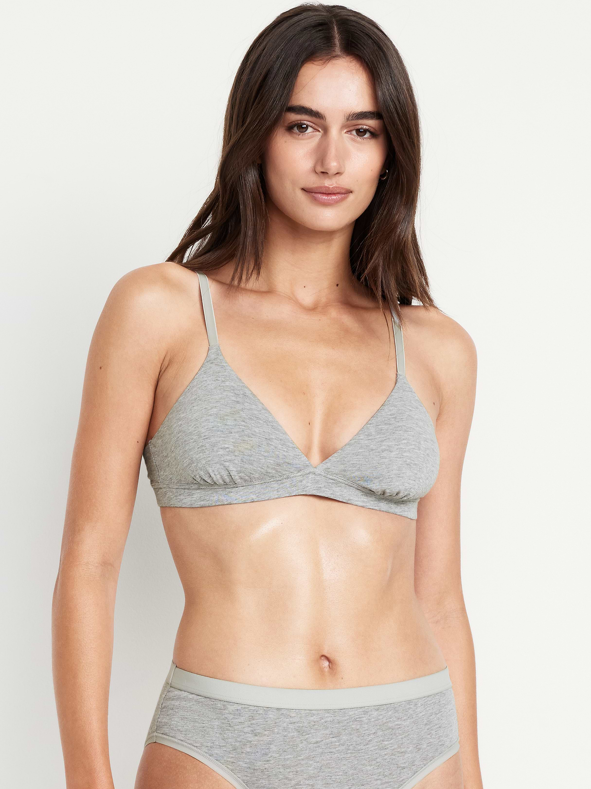 Everyday Cotton Triangle Bralette - Heather Gray