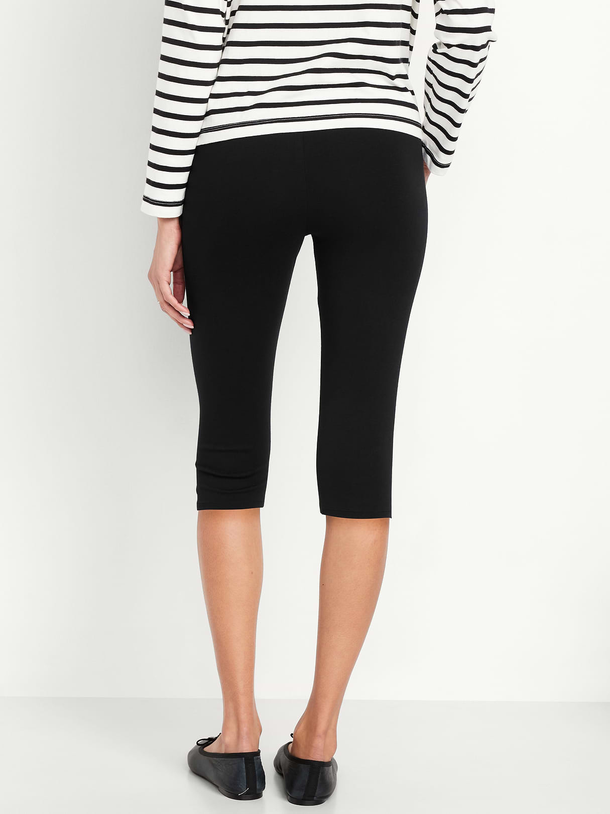 High-Waisted Fashion Layering Capri Legging - Black Jack