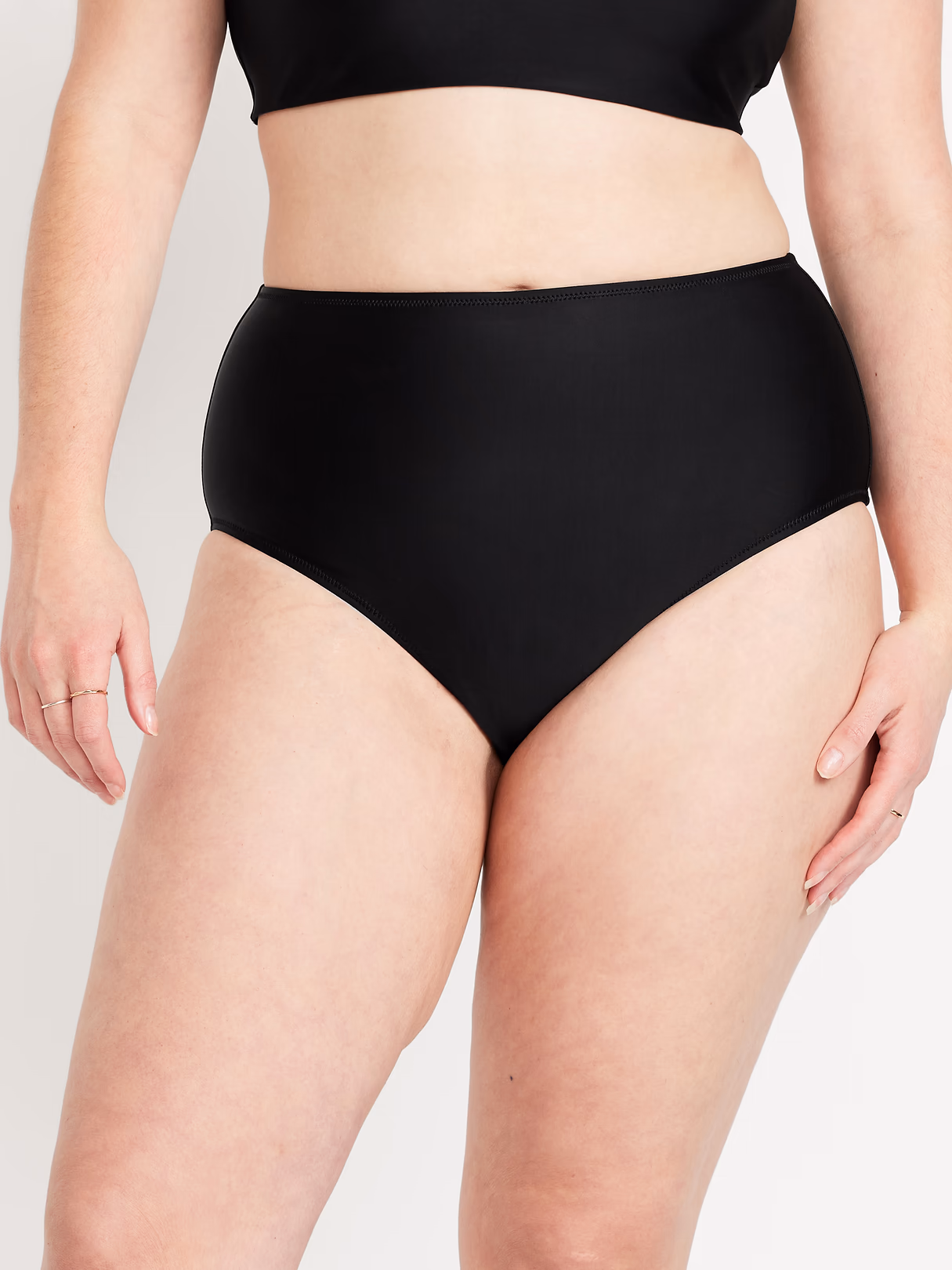 Matte High-Waisted Bikini Swim Bottoms - Black Jack
