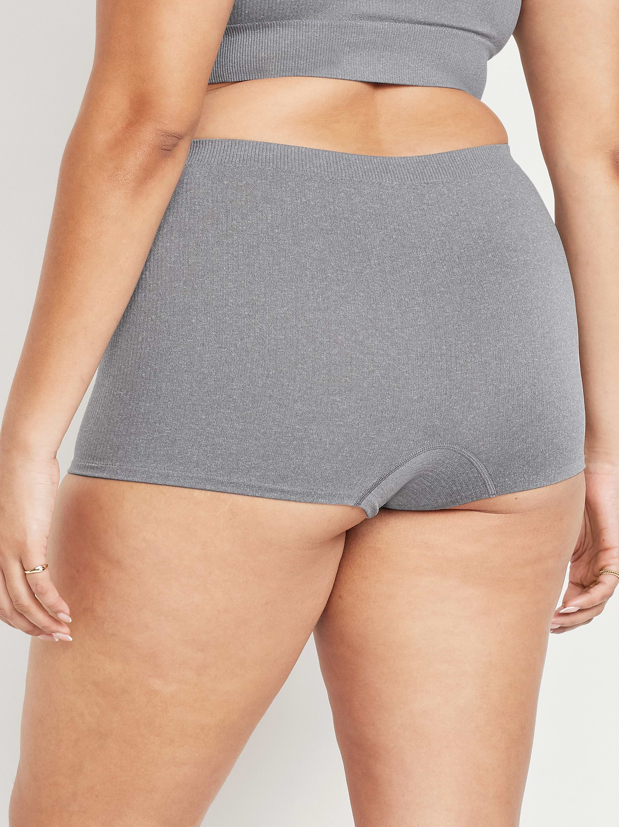 Mid-Rise Seamless Ribbed Boyshort Underwear - Medium Heather Gray