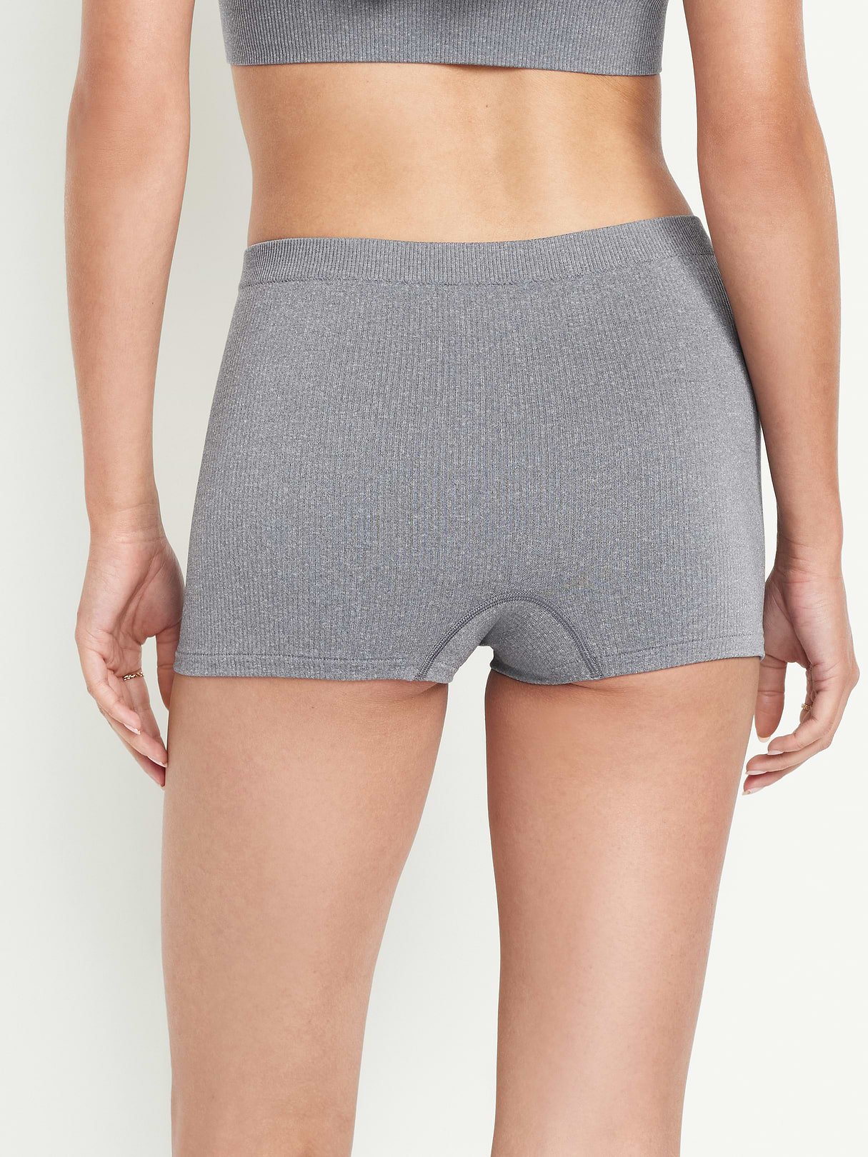 Mid-Rise Seamless Ribbed Boyshort Underwear - Medium Heather Gray