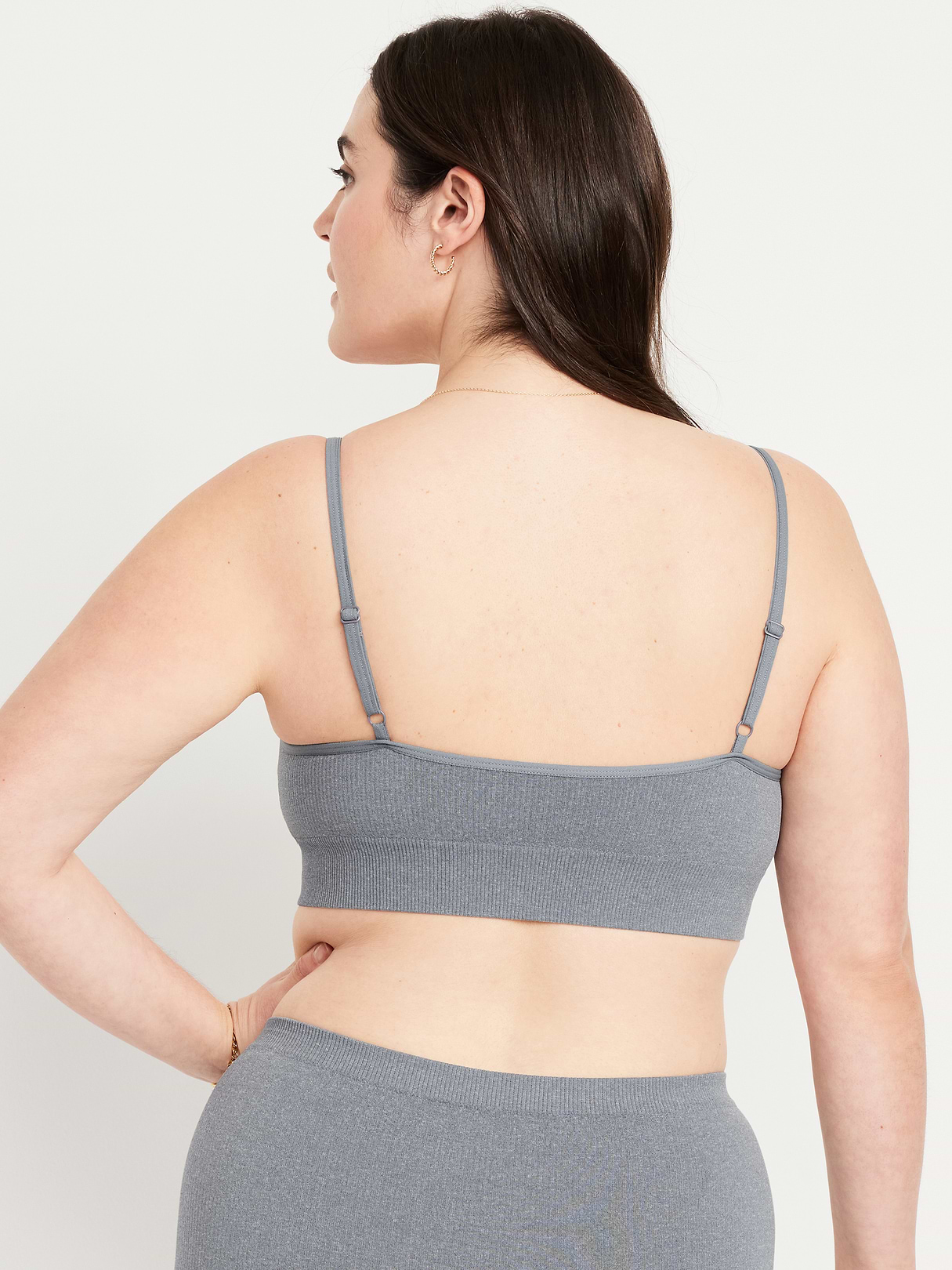 Seamless Ribbed Longline Bra - Medium Heather Gray