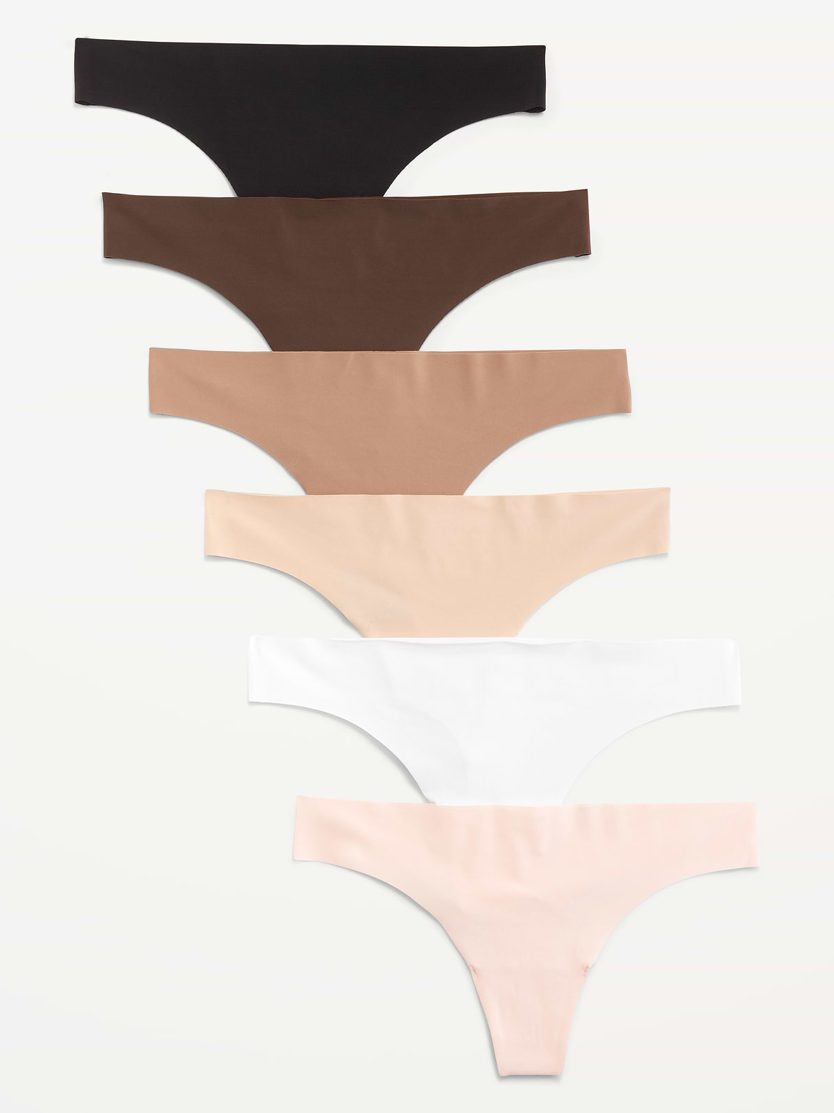 Low-Rise No-Show Thong Underwear 6-Pack - Neutral
