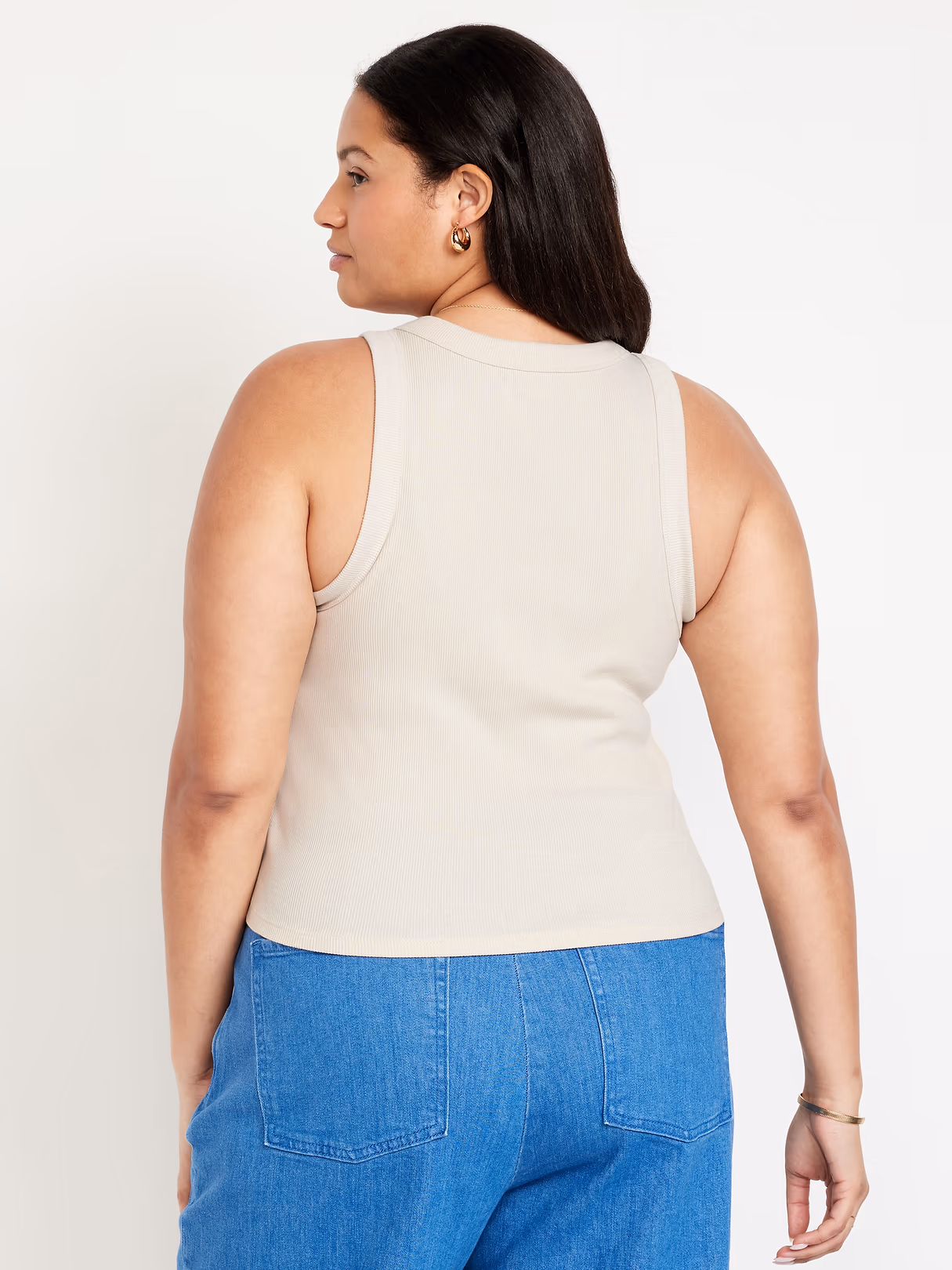 Crop Ribbed Tank Top - Wish Bone