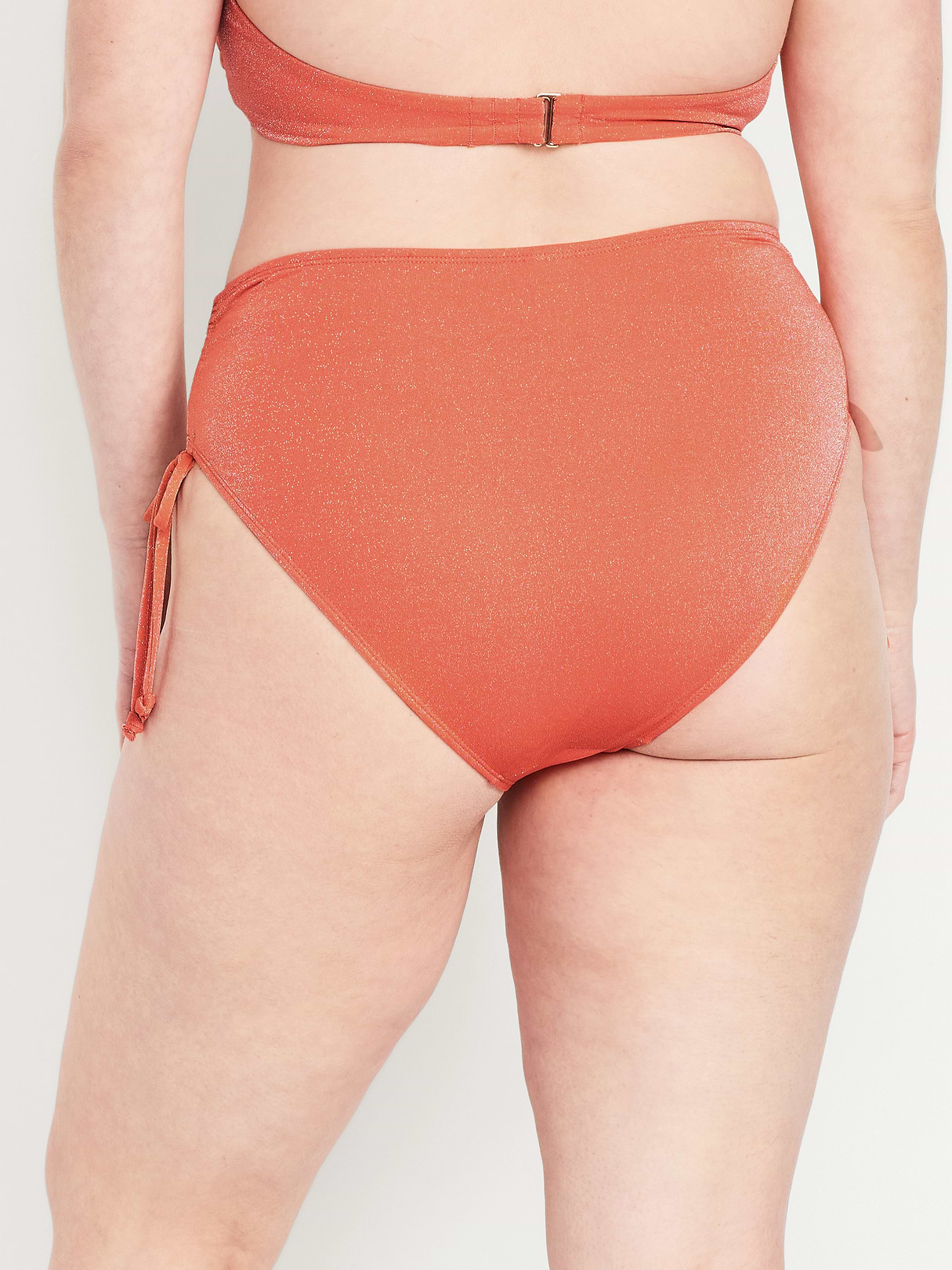 Mid-Rise Side-Tie Shine Bikini Swim Bottoms - Coral Tropics