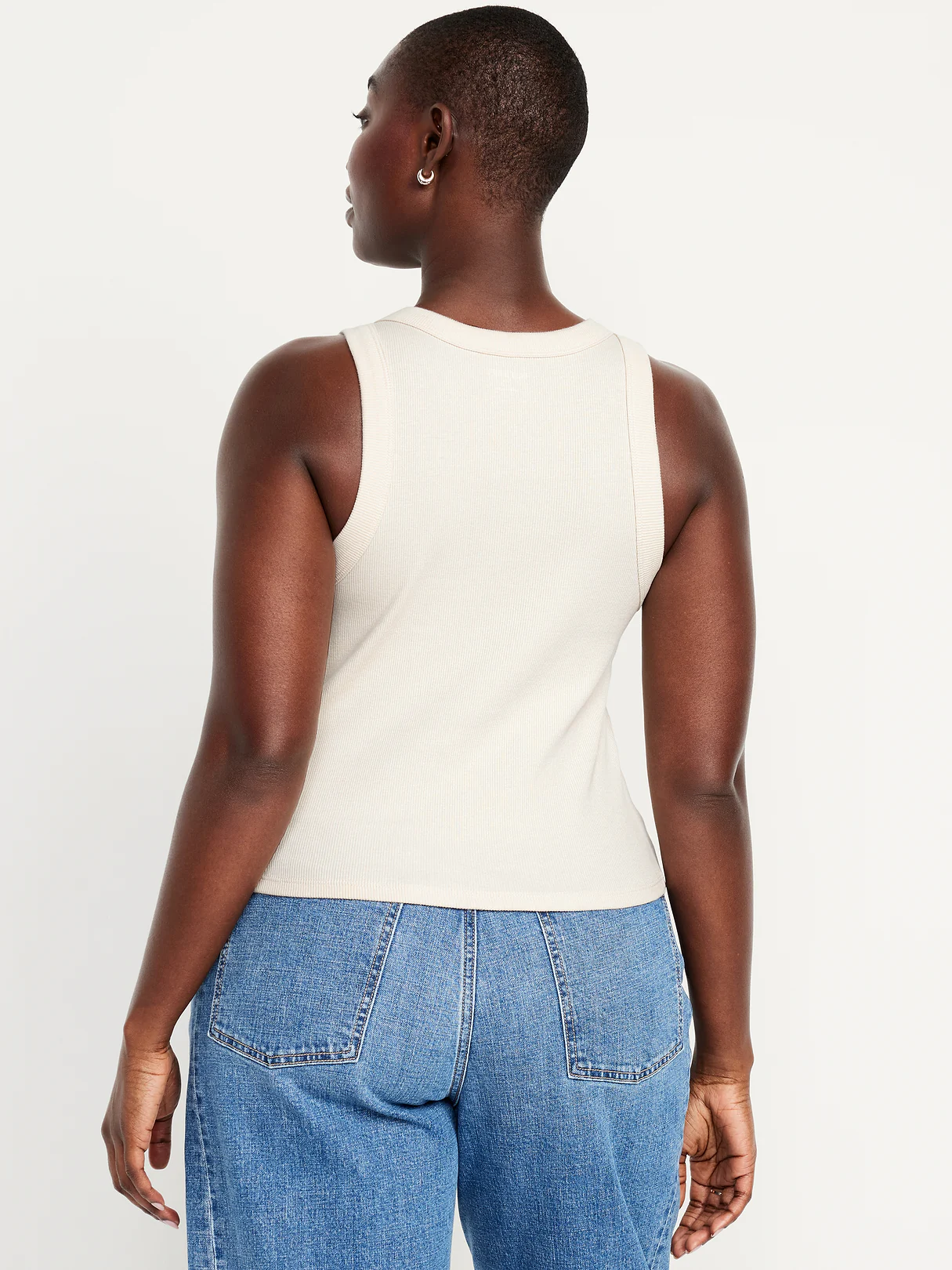 Crop Ribbed Tank Top - Wish Bone