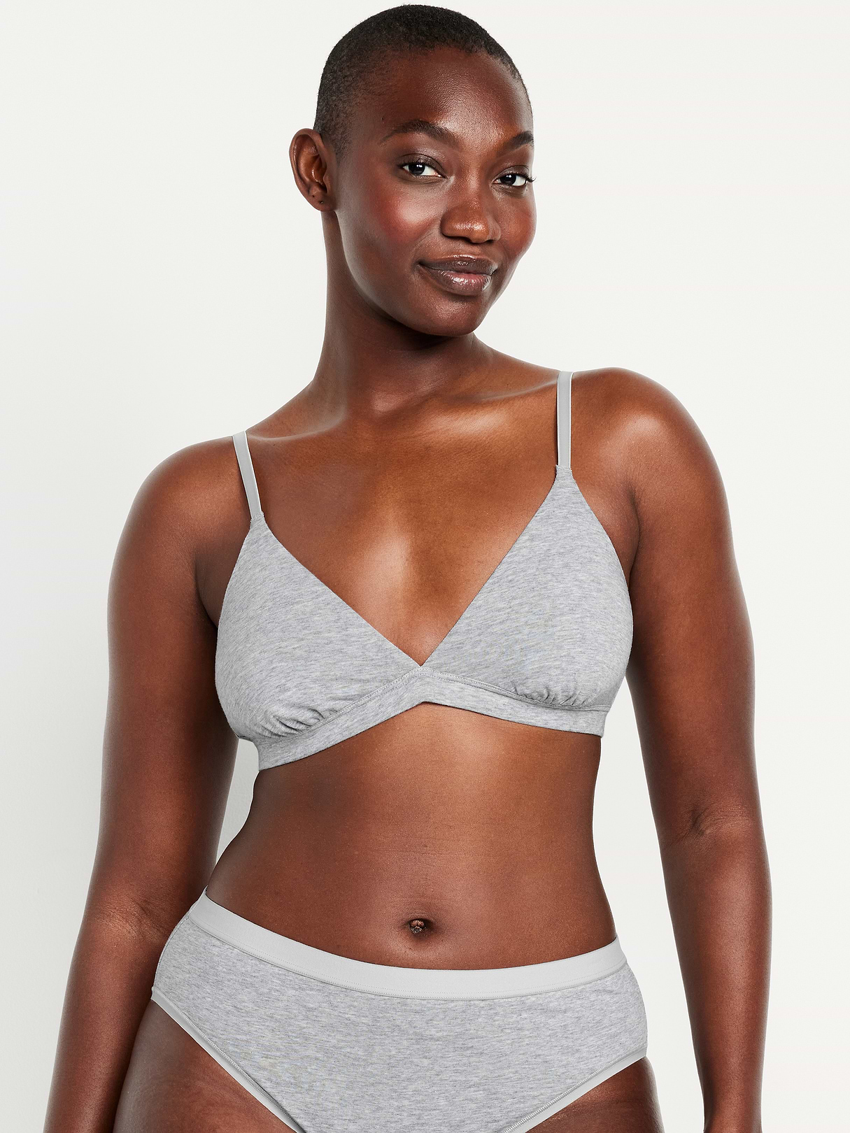 Everyday Cotton Triangle Bralette - Heather Gray