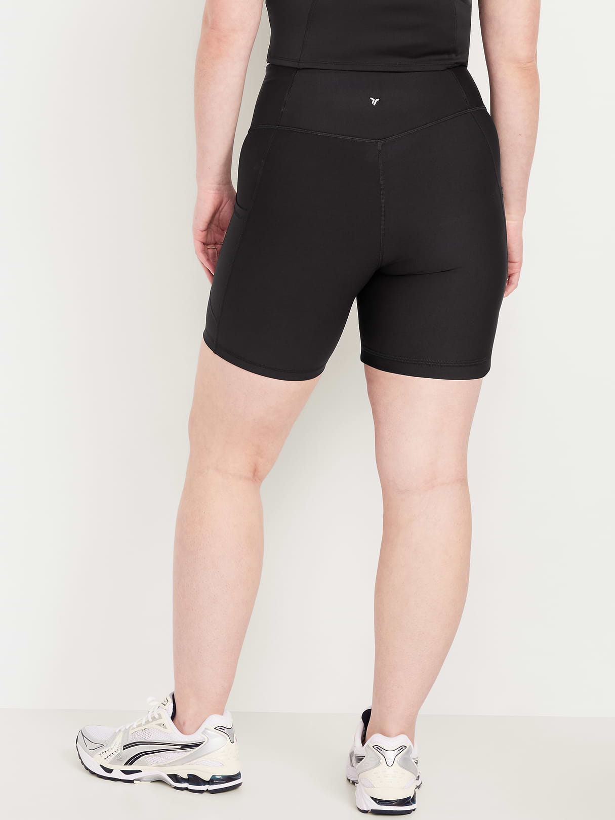 High-Waisted PowerSoft Pocket Biker Shorts -- 6-inch inseam - Black Jack