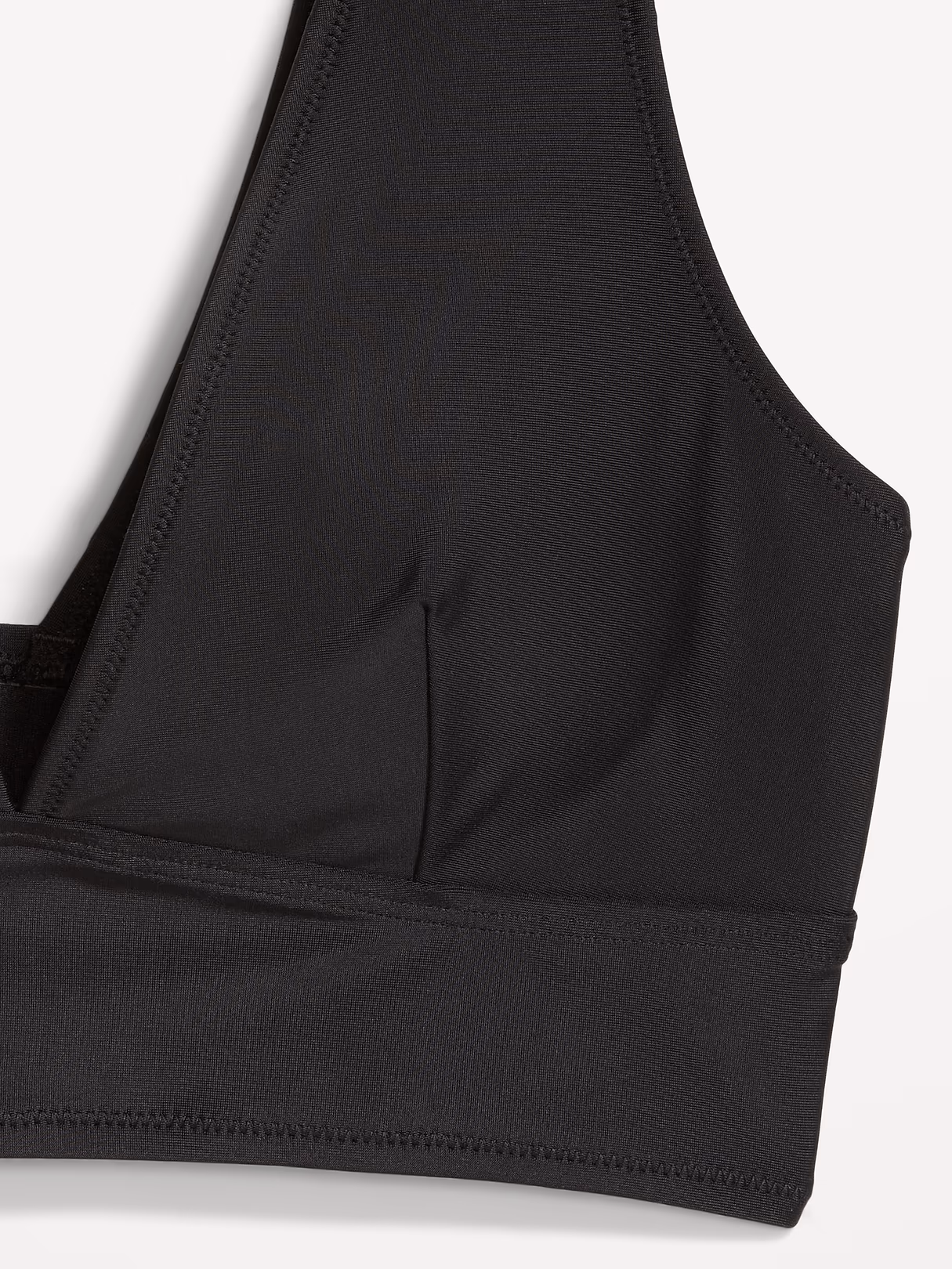 V-Neck Longline Bikini Swim Top - Light Black Heather