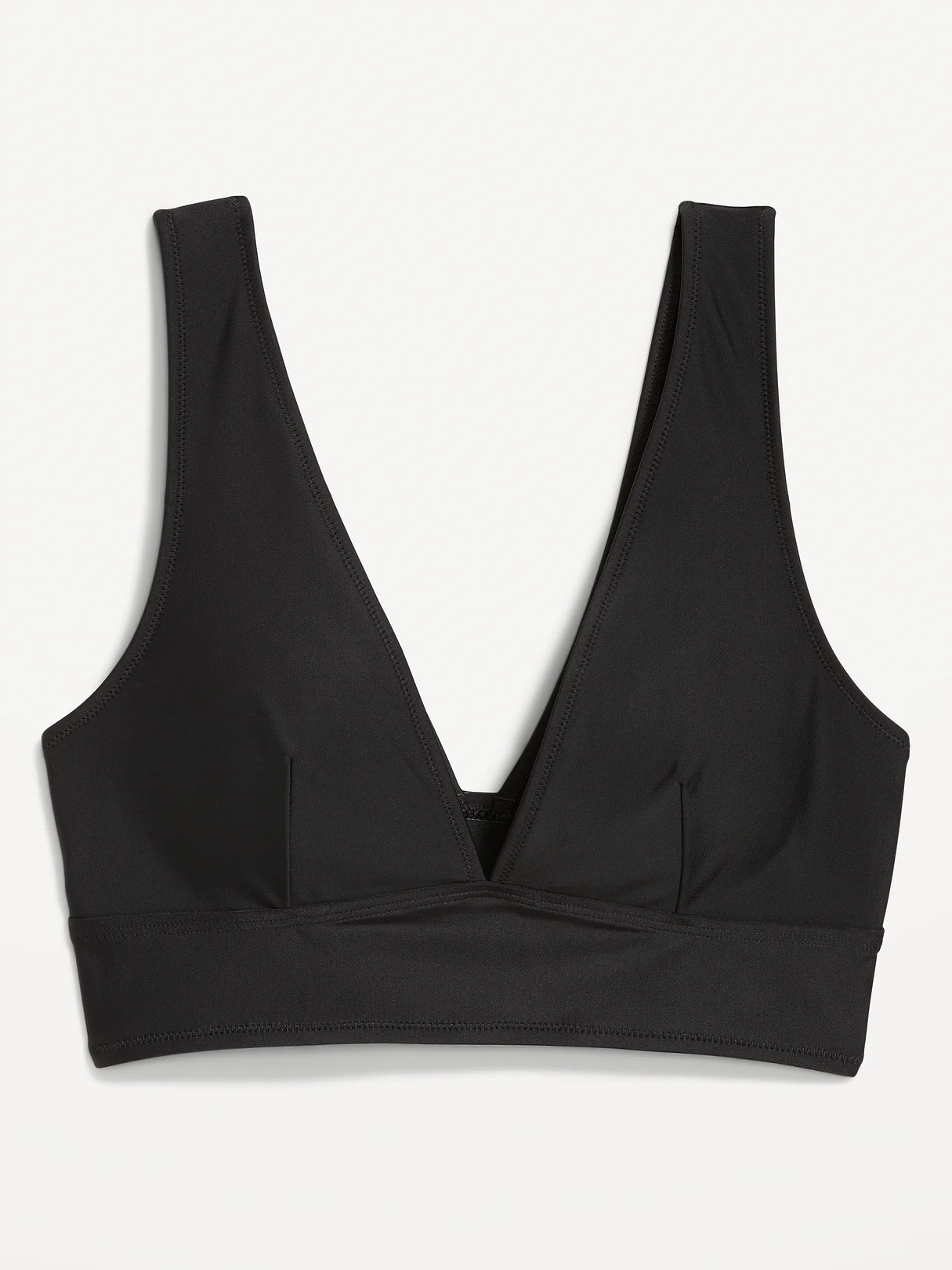 V-Neck Longline Bikini Swim Top - Light Black Heather