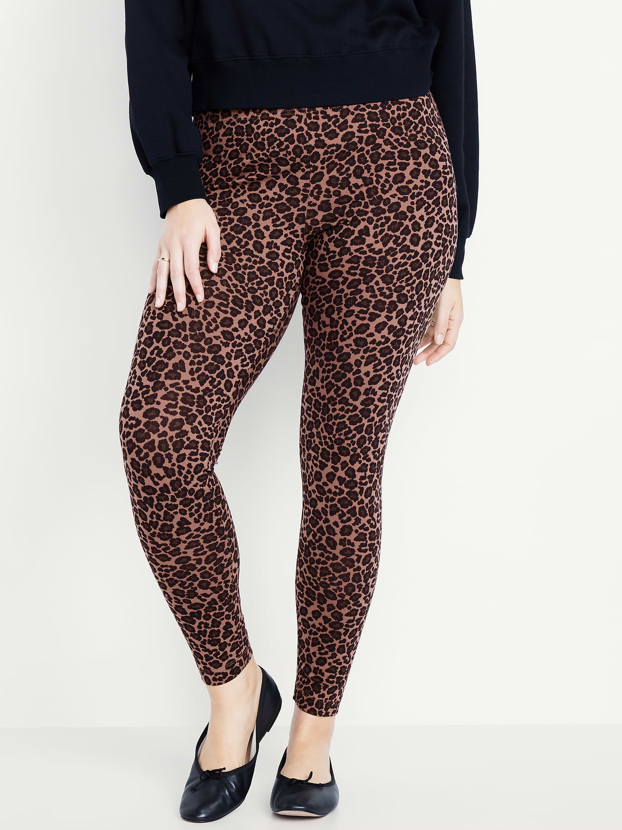 High-Waisted Jersey Fashion Layering Leggings - Cheetah
