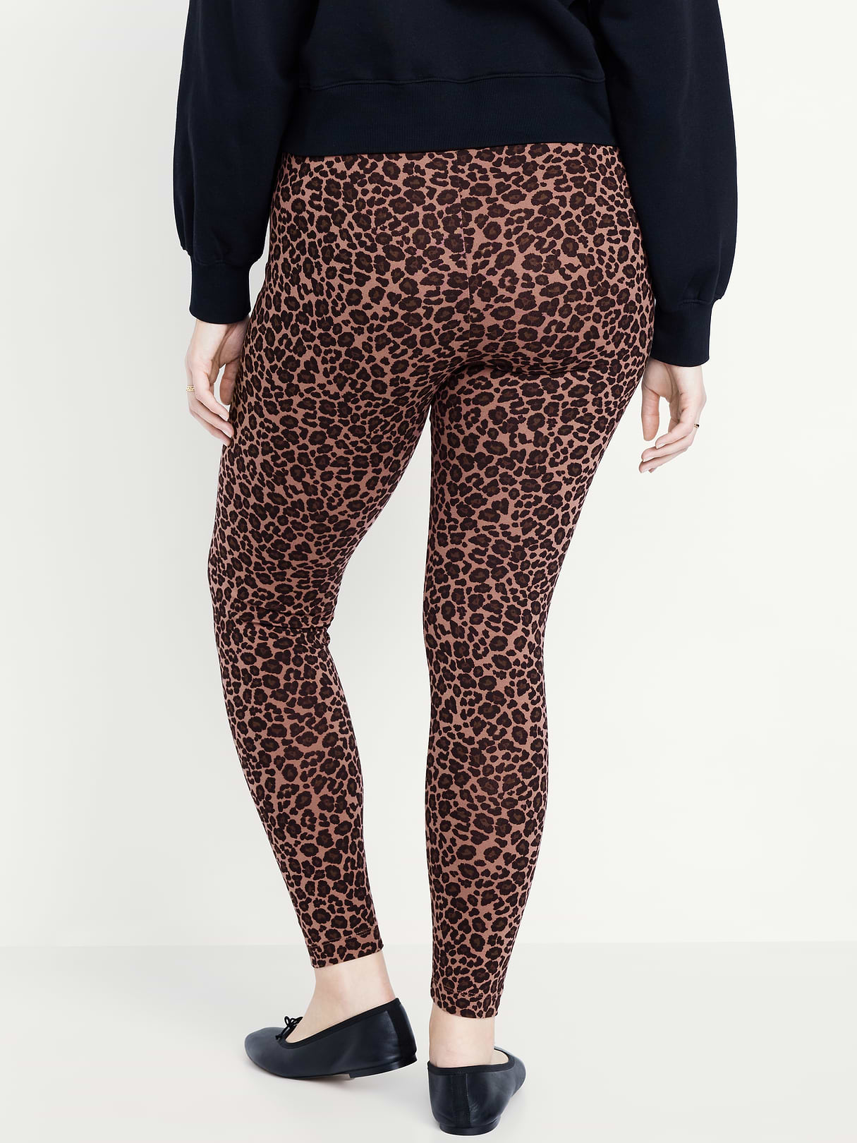 High-Waisted Jersey Fashion Layering Leggings - Cheetah