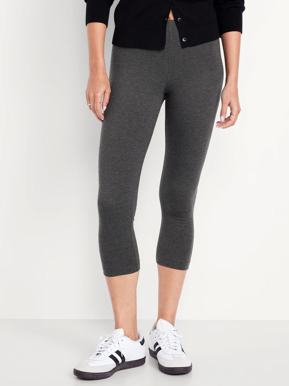 High-Waisted Fashion Layering Cropped Legging - Smoky Gray