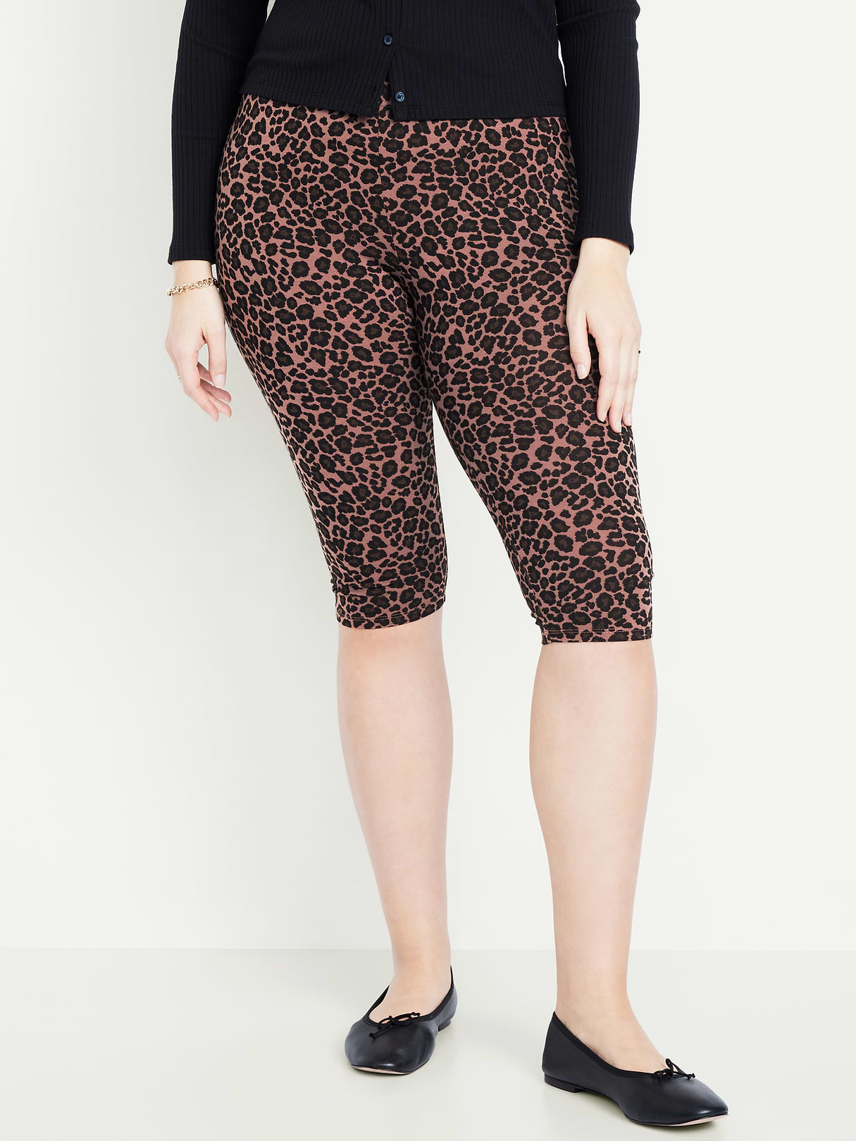 High-Waisted Fashion Layering Capri Legging - Cheetah