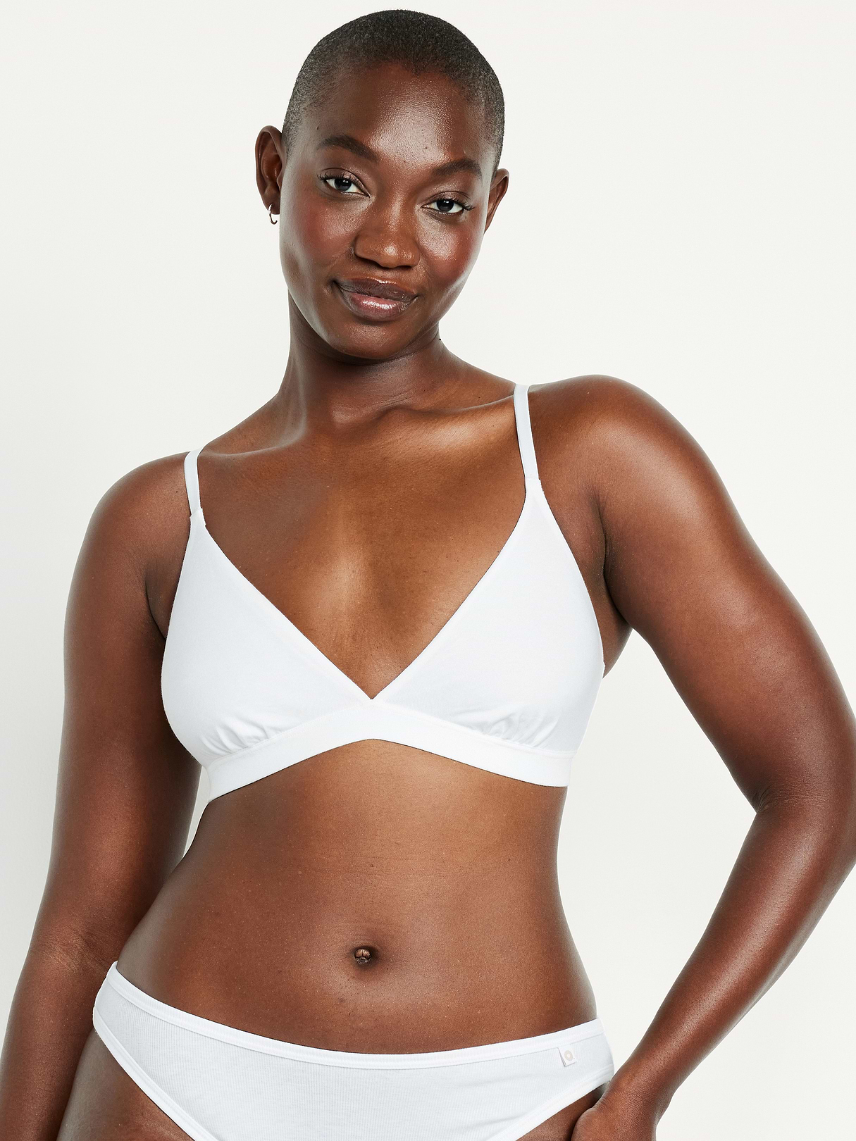 Everyday Cotton Triangle Bralette - Calla Lily White