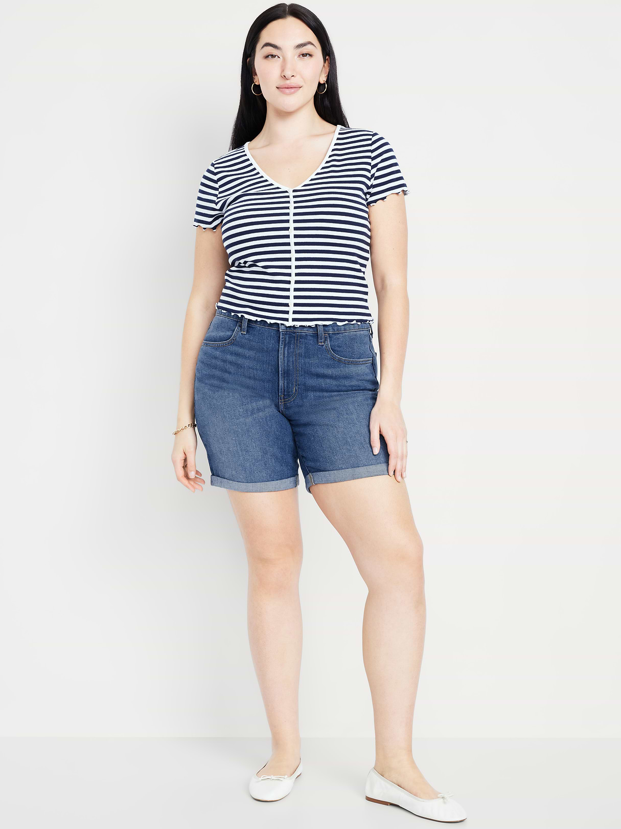 High-Waisted OG Jean Shorts -- 7-inch inseam - Medium Wash