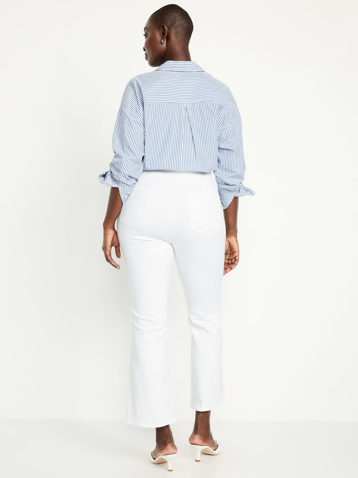 High-Waisted Weekender Pull-On Crop Flare Jeans - White Wash