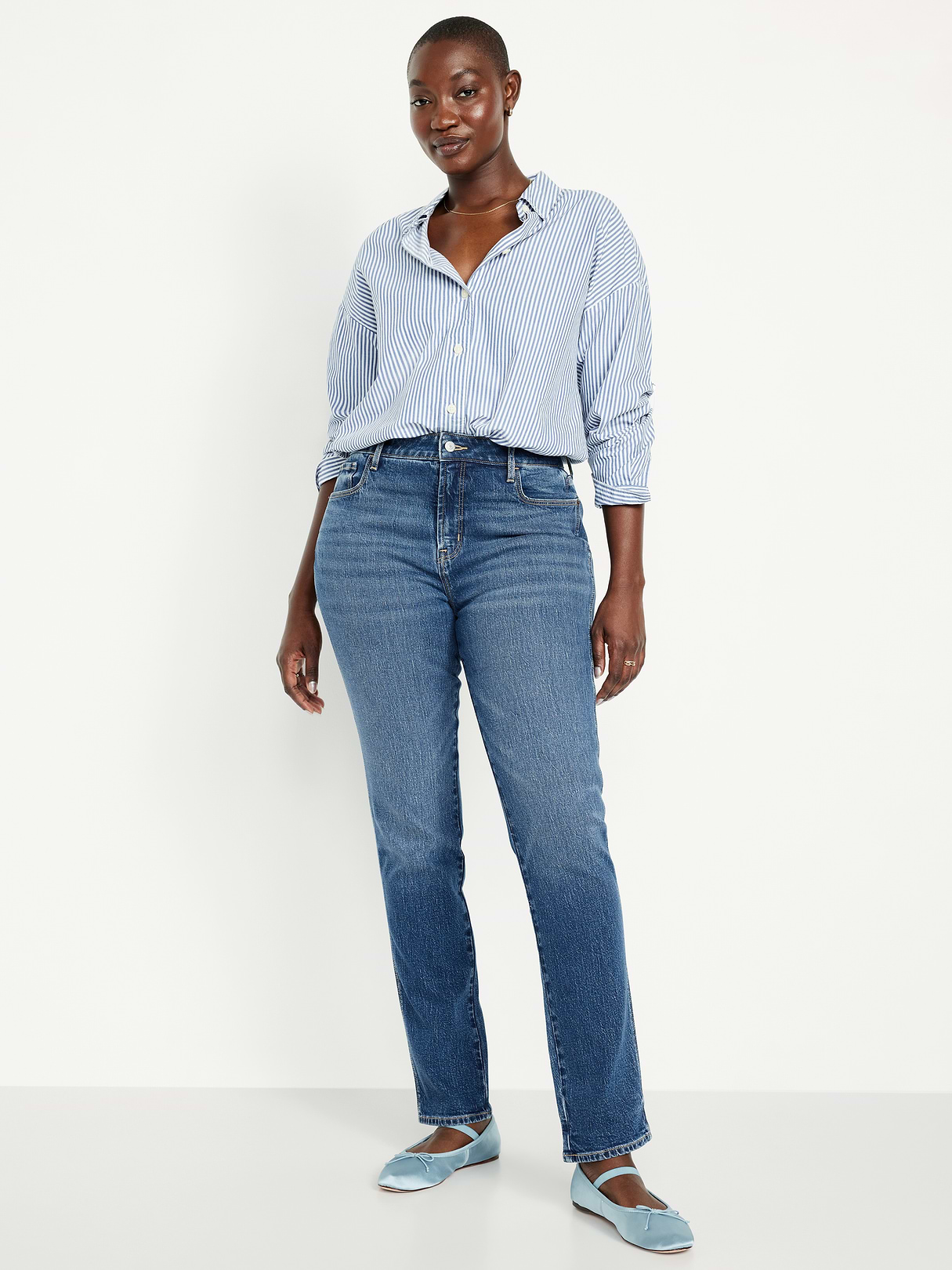 High-Waisted Vintage Slim Jeans - Medium Indigo