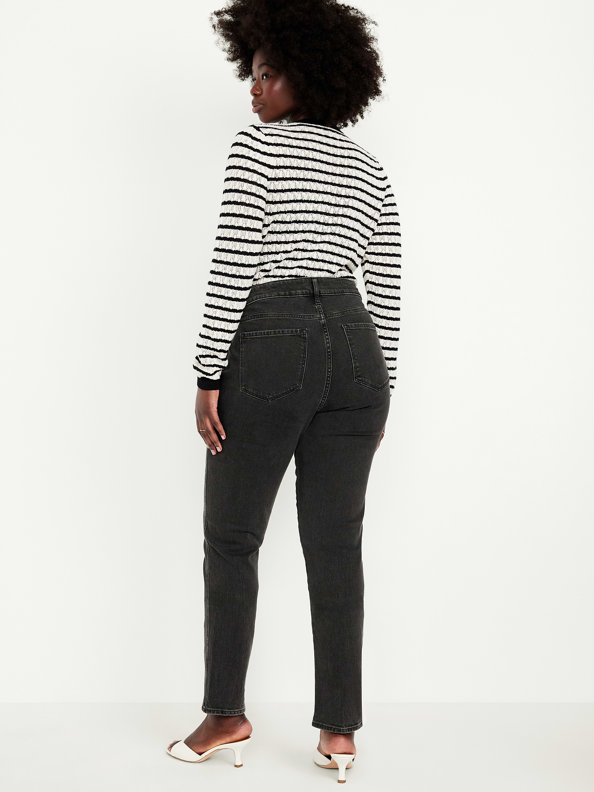 Curvy High-Waisted Vintage Slim Jeans - Faded Black Wash