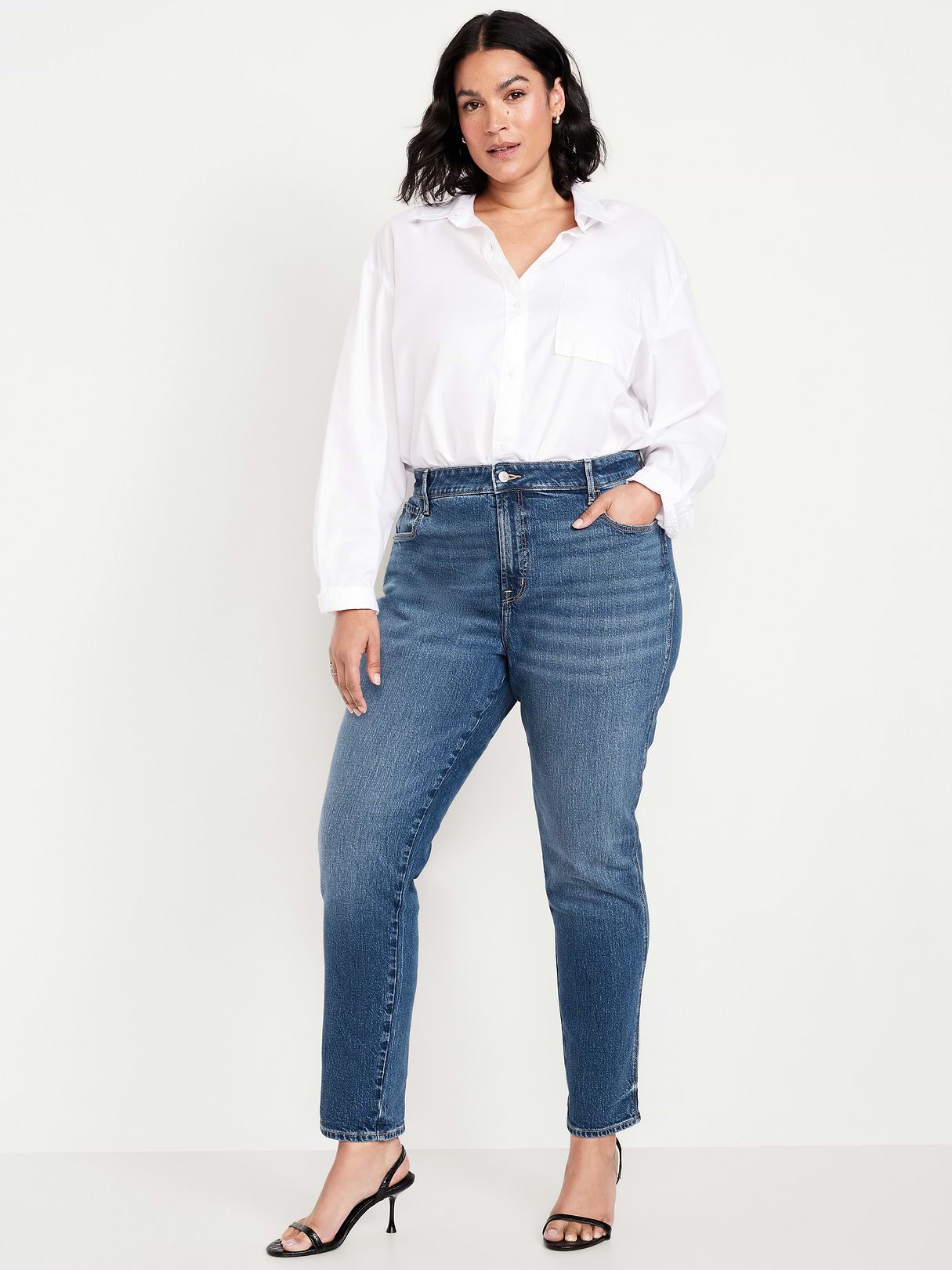 High-Waisted Vintage Slim Jeans - Medium Indigo