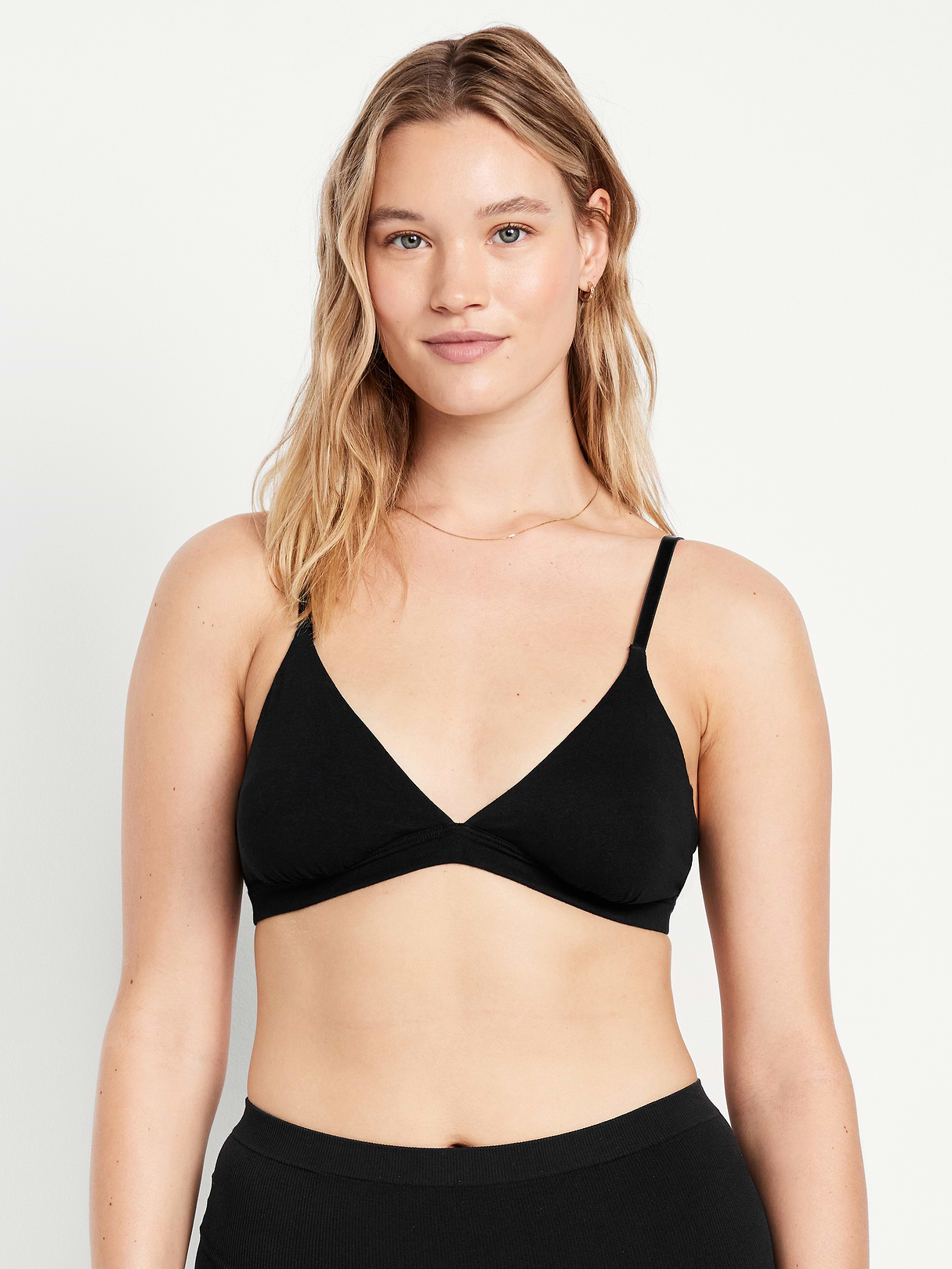 Everyday Cotton Triangle Bralette - Black Jack