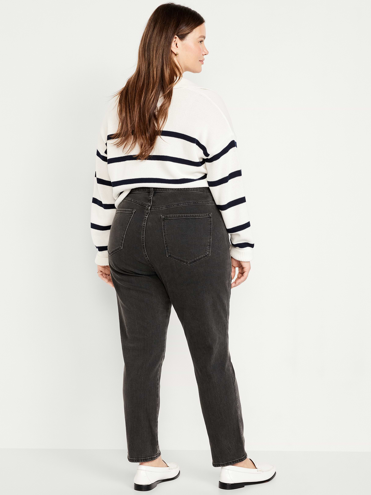 Curvy High-Waisted Vintage Slim Jeans - Faded Black Wash