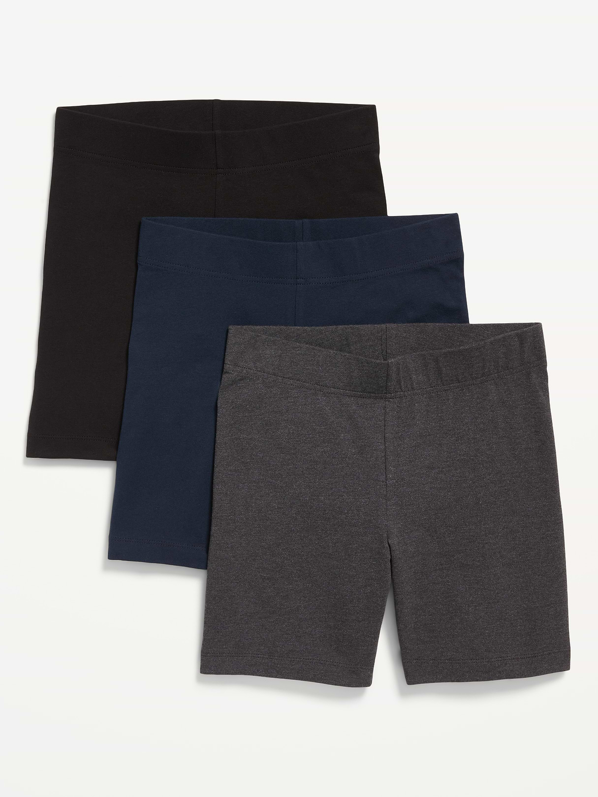 High-Waisted Cotton Biker Shorts 3-Pack -- 6-inch inseam - Multi Color