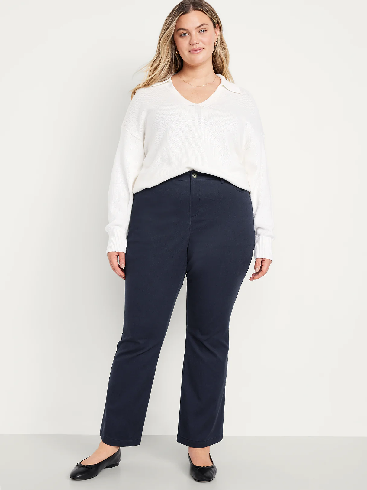 High-Waisted Uniform Boot-Cut Pants - Navy Captain