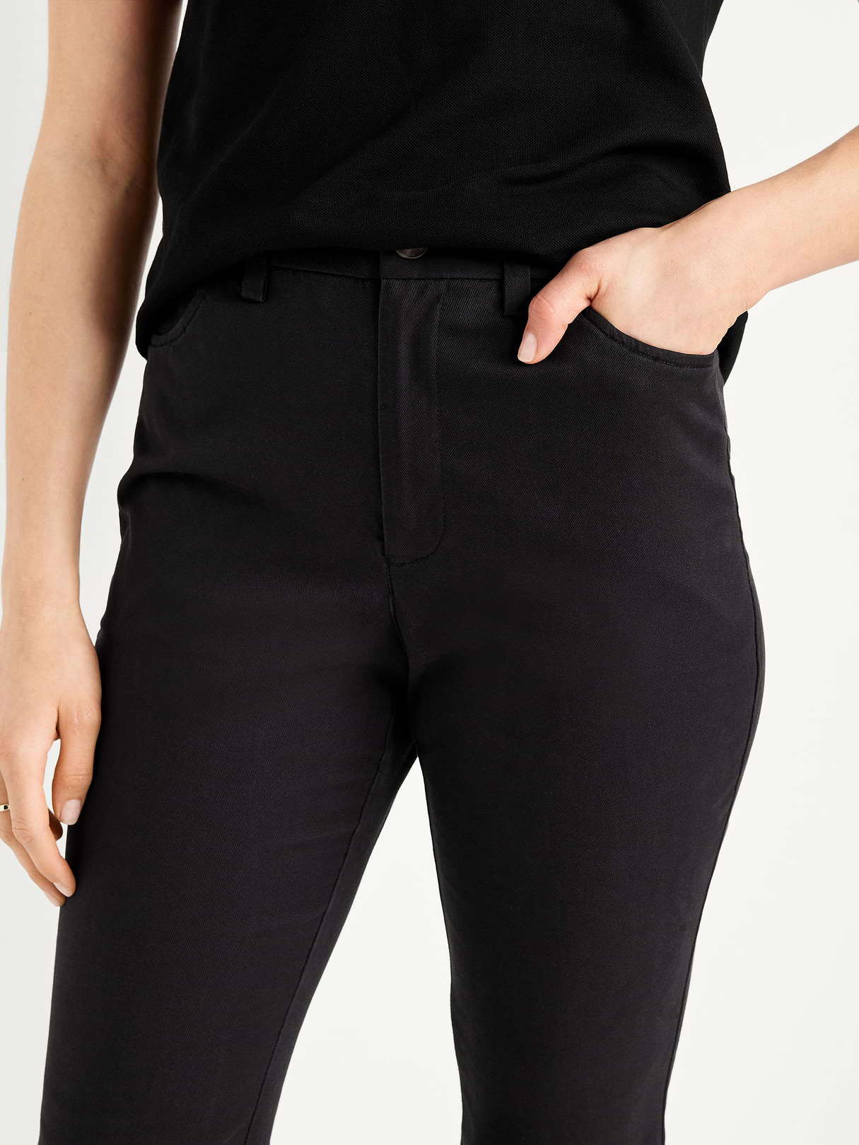 High-Waisted Uniform Boot-Cut Pants - Black Jack