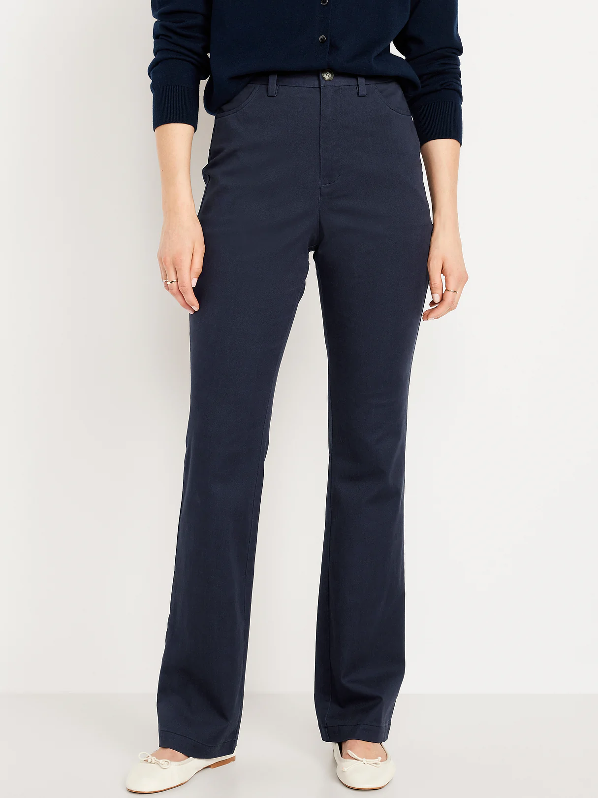 High-Waisted Uniform Boot-Cut Pants - Navy Captain