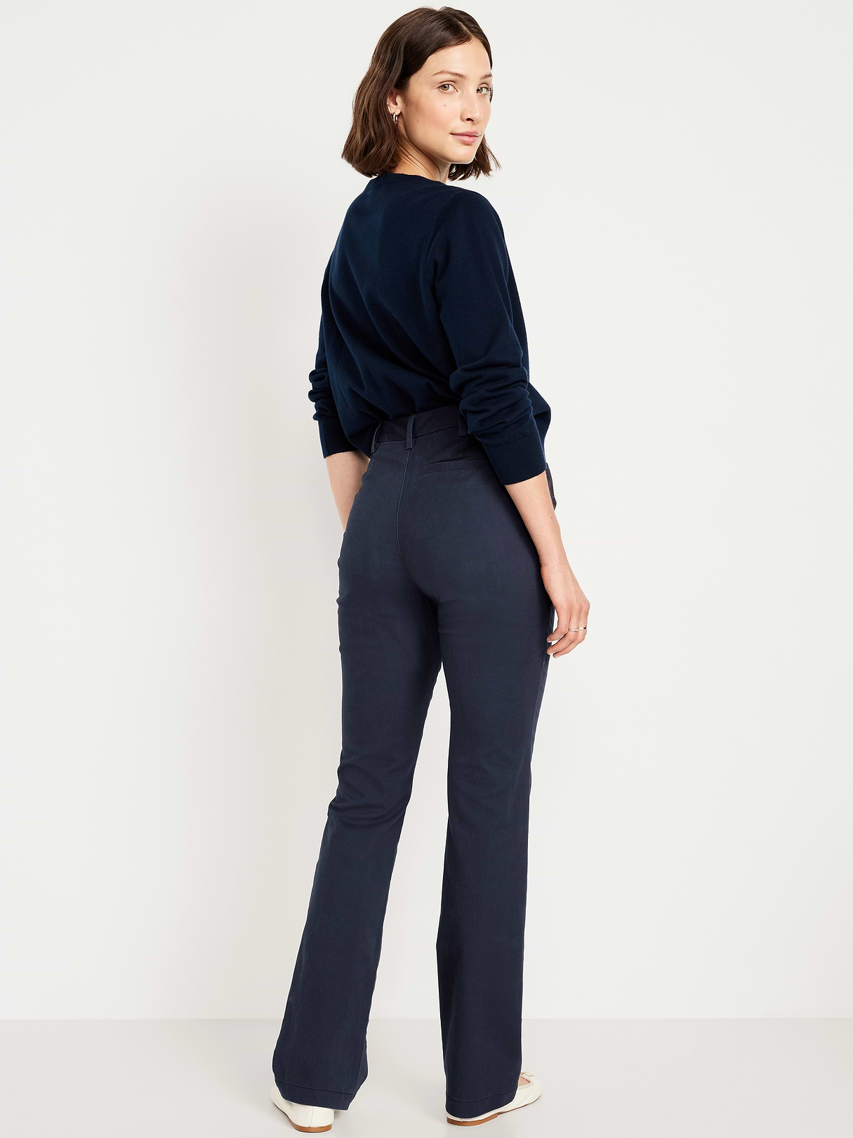 High-Waisted Uniform Boot-Cut Pants - Navy Captain