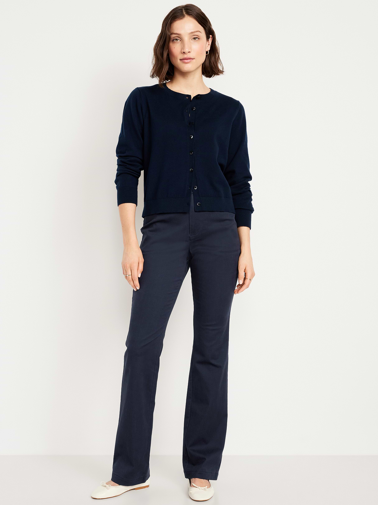 High-Waisted Uniform Boot-Cut Pants - Navy Captain