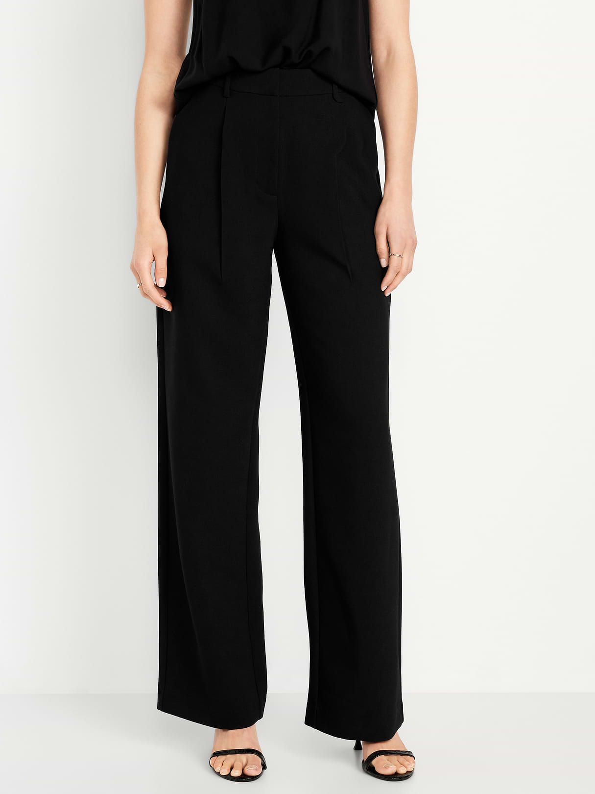 Extra High-Waisted Taylor Wide-Leg Trouser Pants - Black Jack