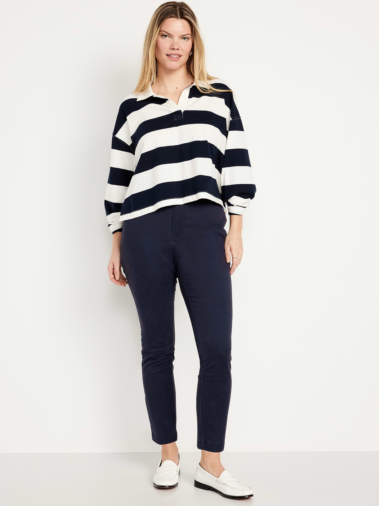 High-Waisted Uniform Skinny Pants - Navy Captain