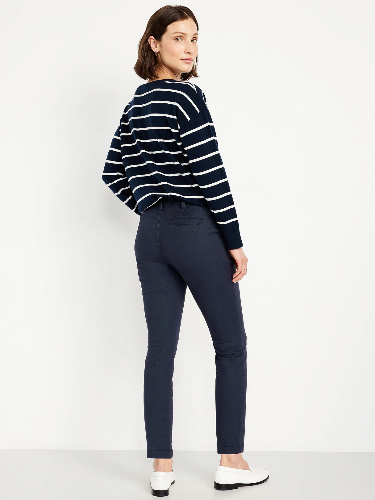 High-Waisted Uniform Skinny Pants - Navy Captain