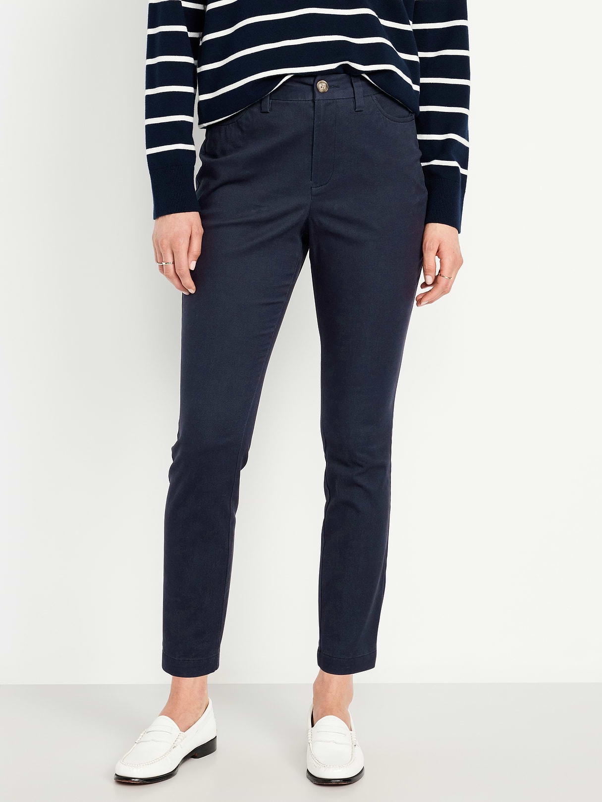 High-Waisted Uniform Skinny Pants - Navy Captain